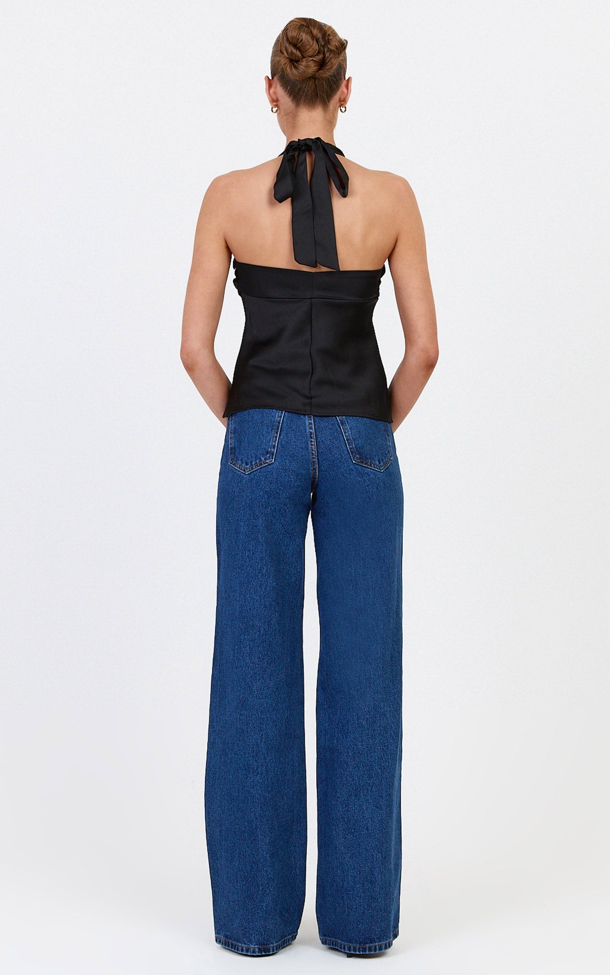 Nellie Top - Twisted Sweetheart Halter Neck Top in Black