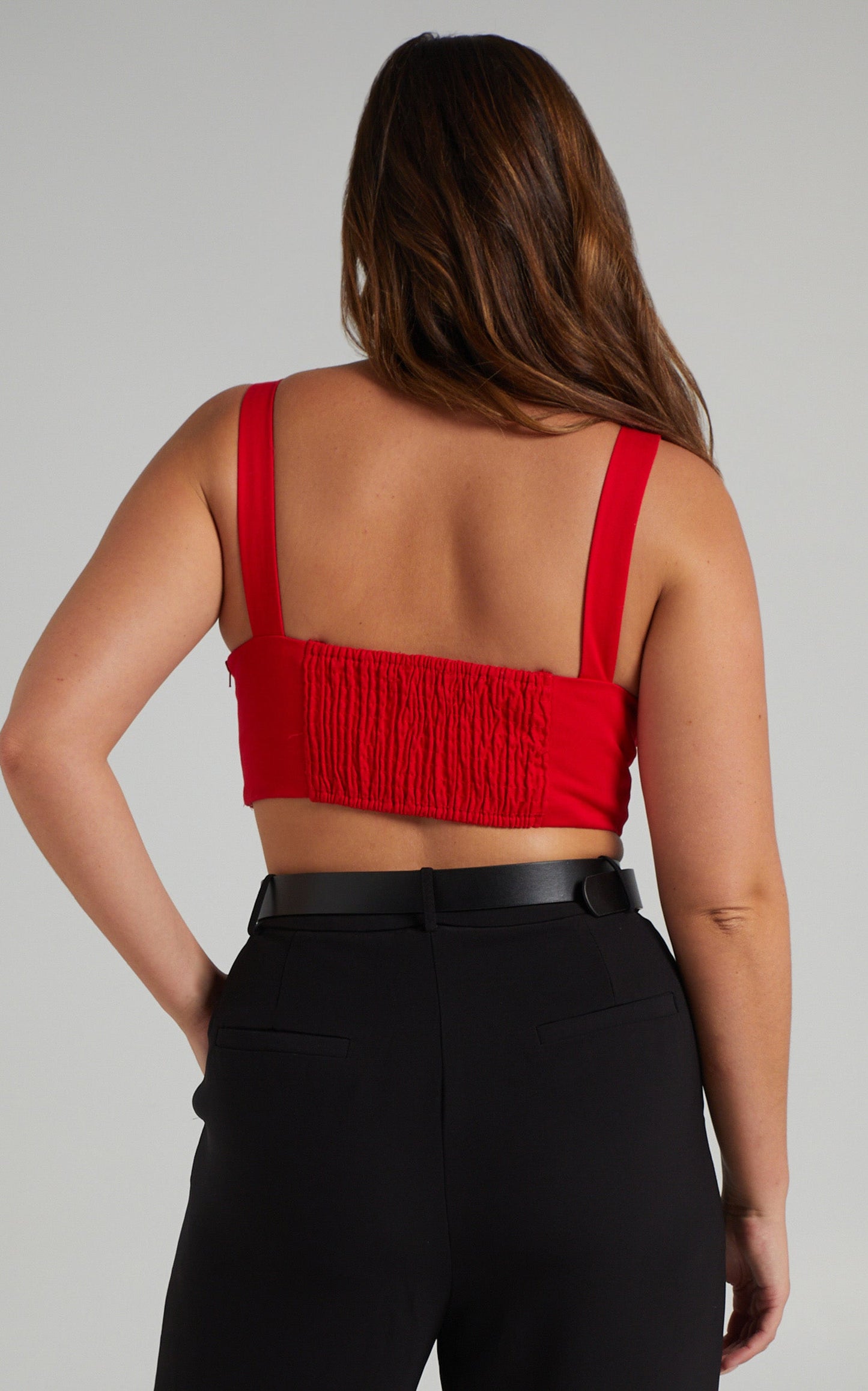 Ohganda V Neck Corset Top in Red