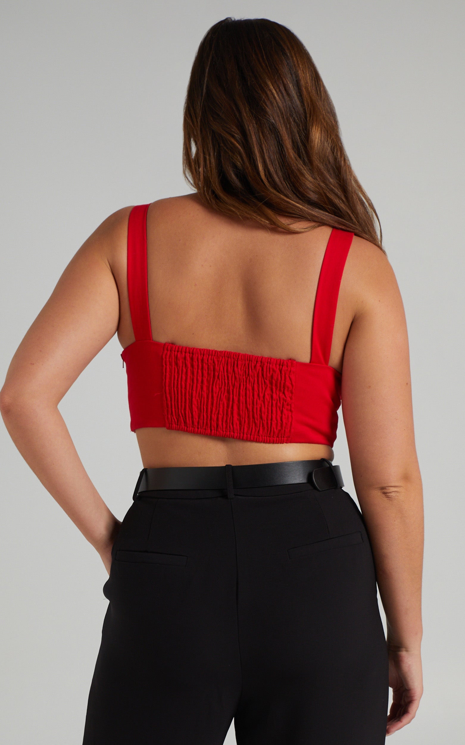 Ohganda V Neck Corset Top in Red