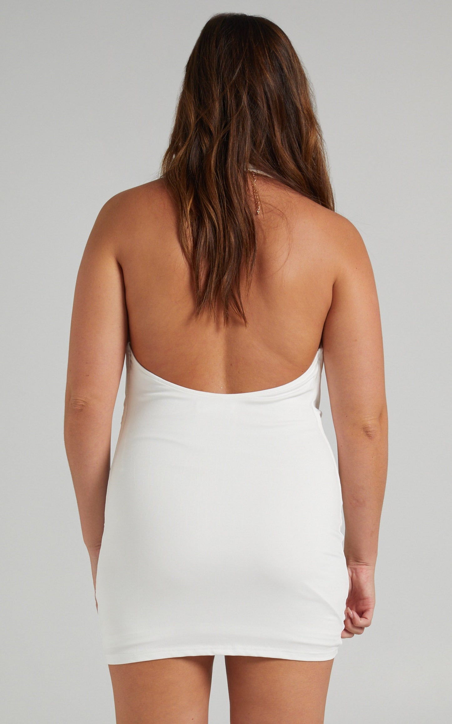 Lehra Plunge Bodycon Mini Dress in White