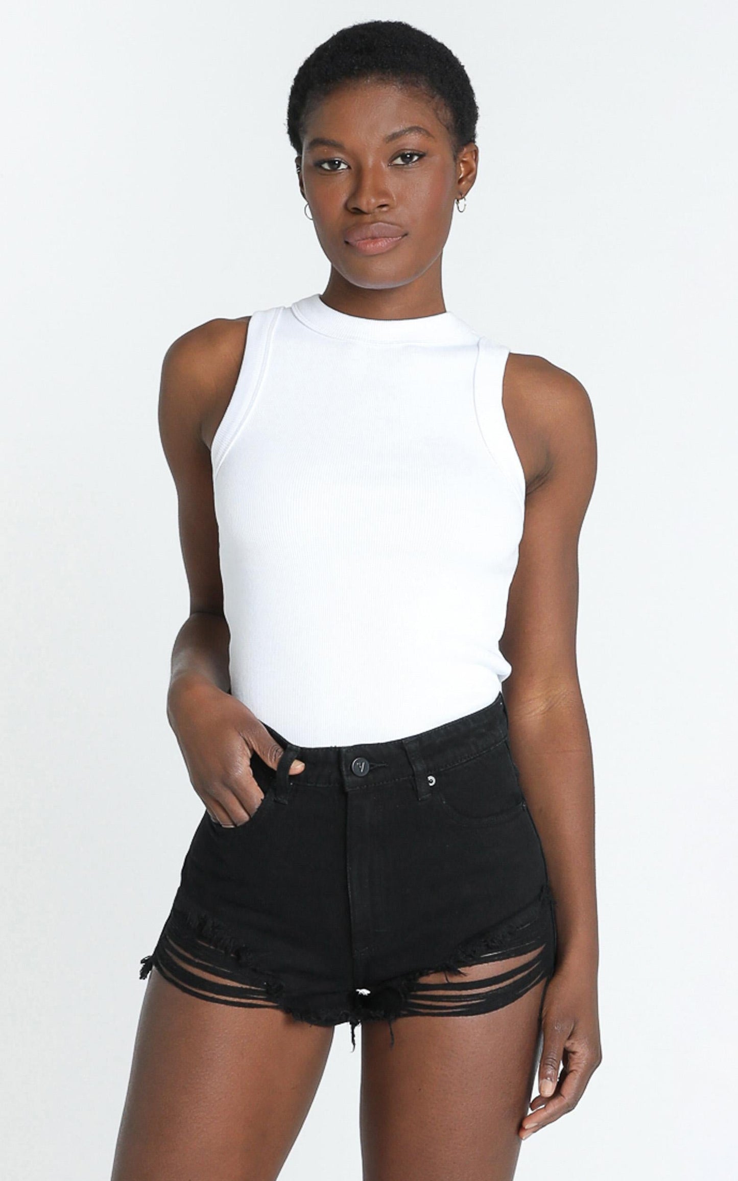 Abrand - A High Relaxed Denim Shorts in Salty Black