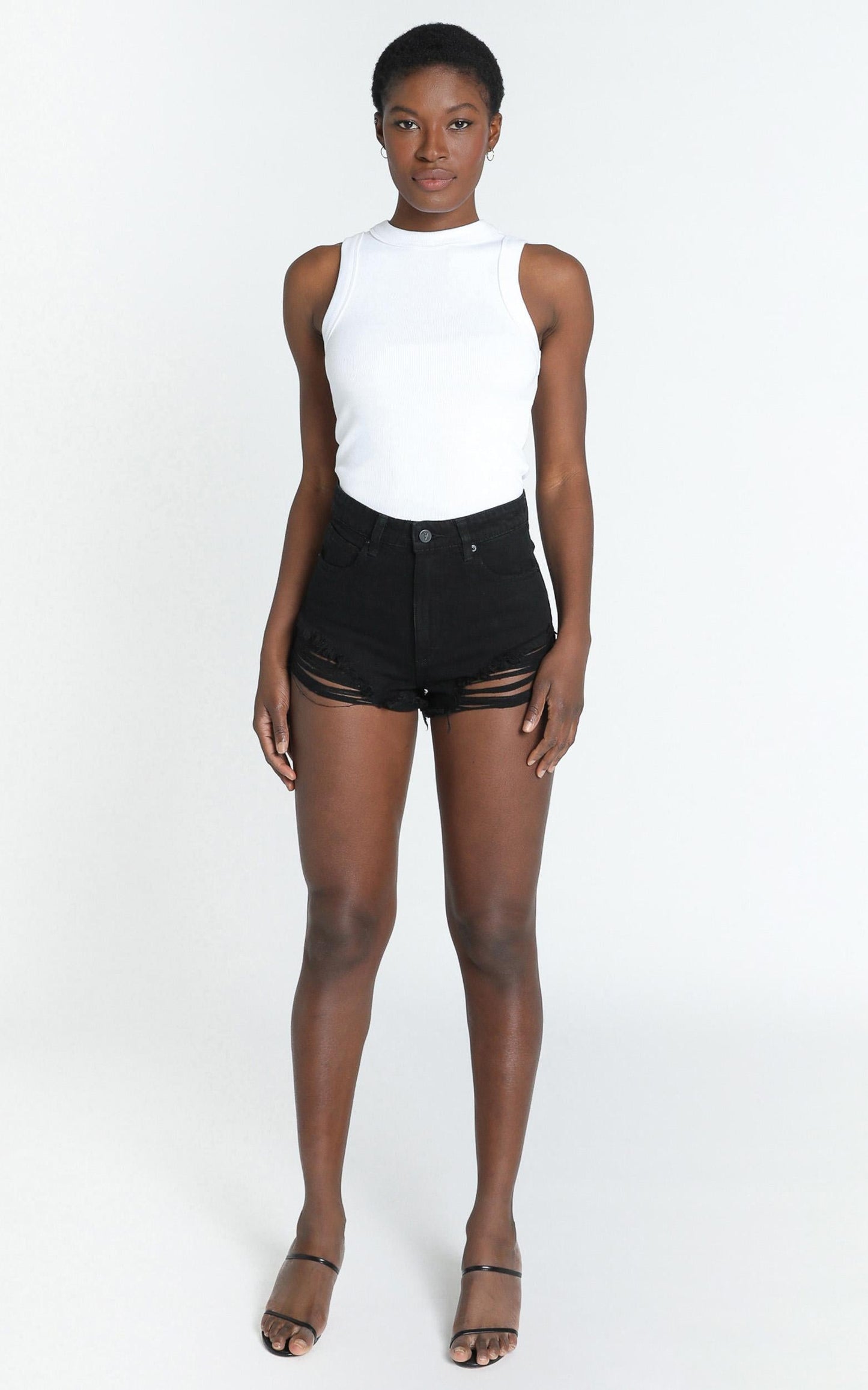 Abrand - A High Relaxed Denim Shorts in Salty Black