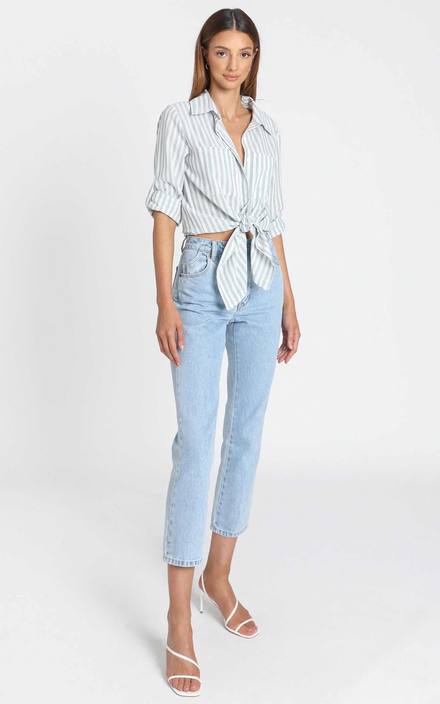 Paris Shirt in Sage Stripe