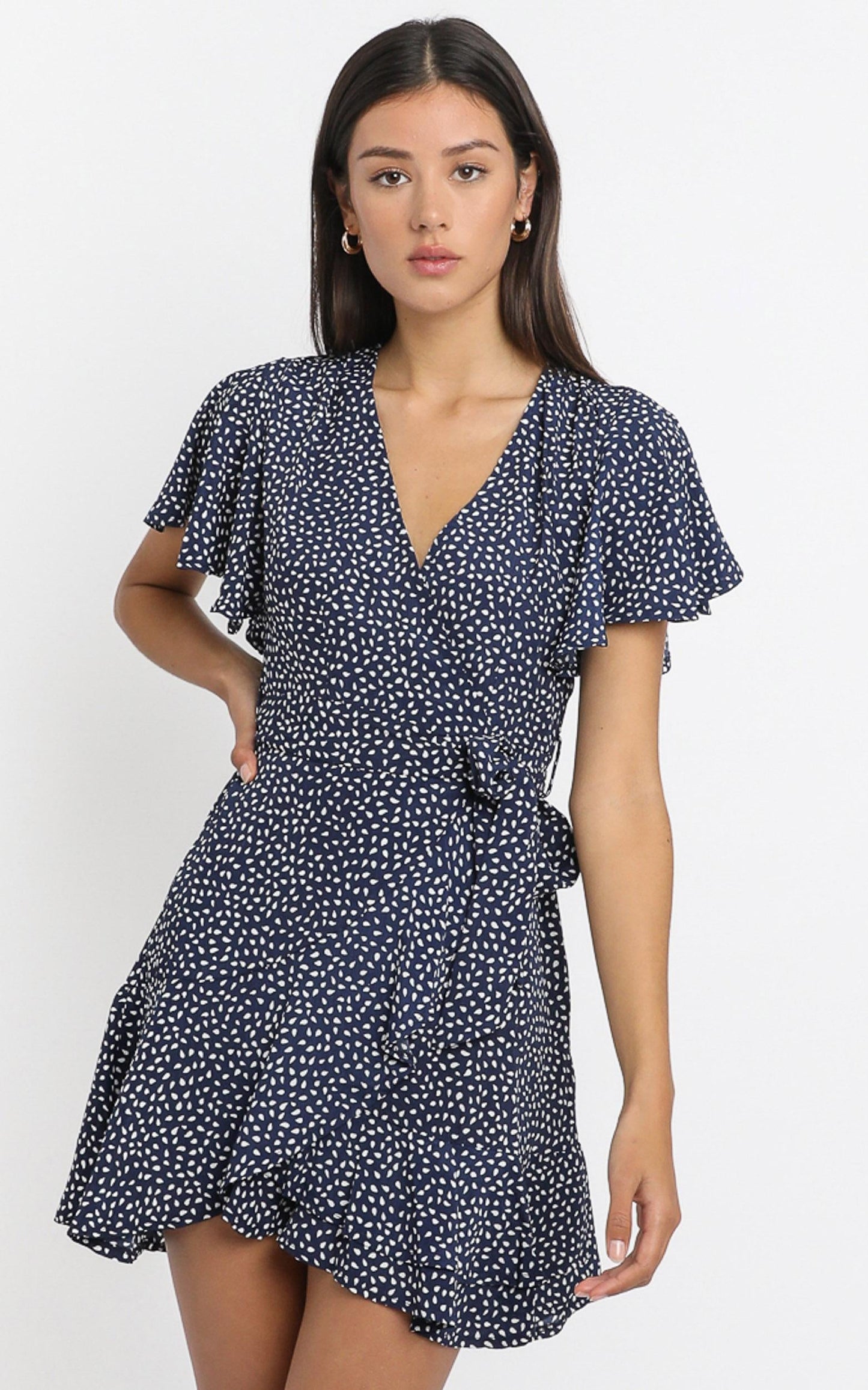 Constance Dress in Navy Spot
