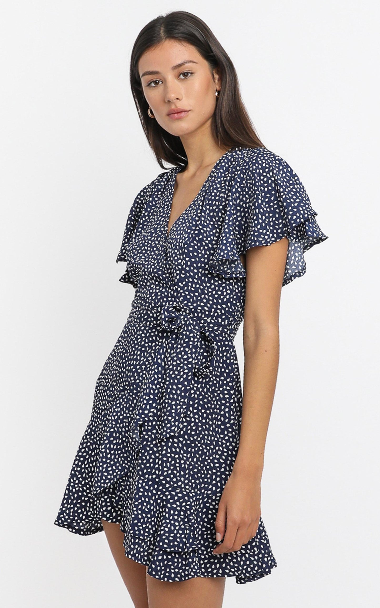 Constance Dress in Navy Spot