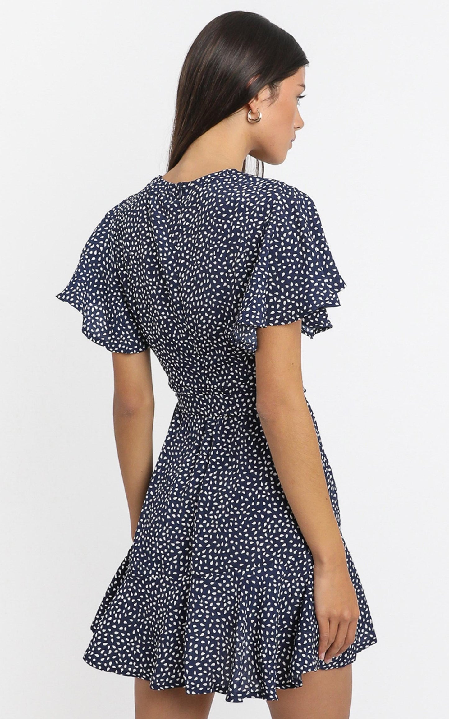 Constance Dress in Navy Spot