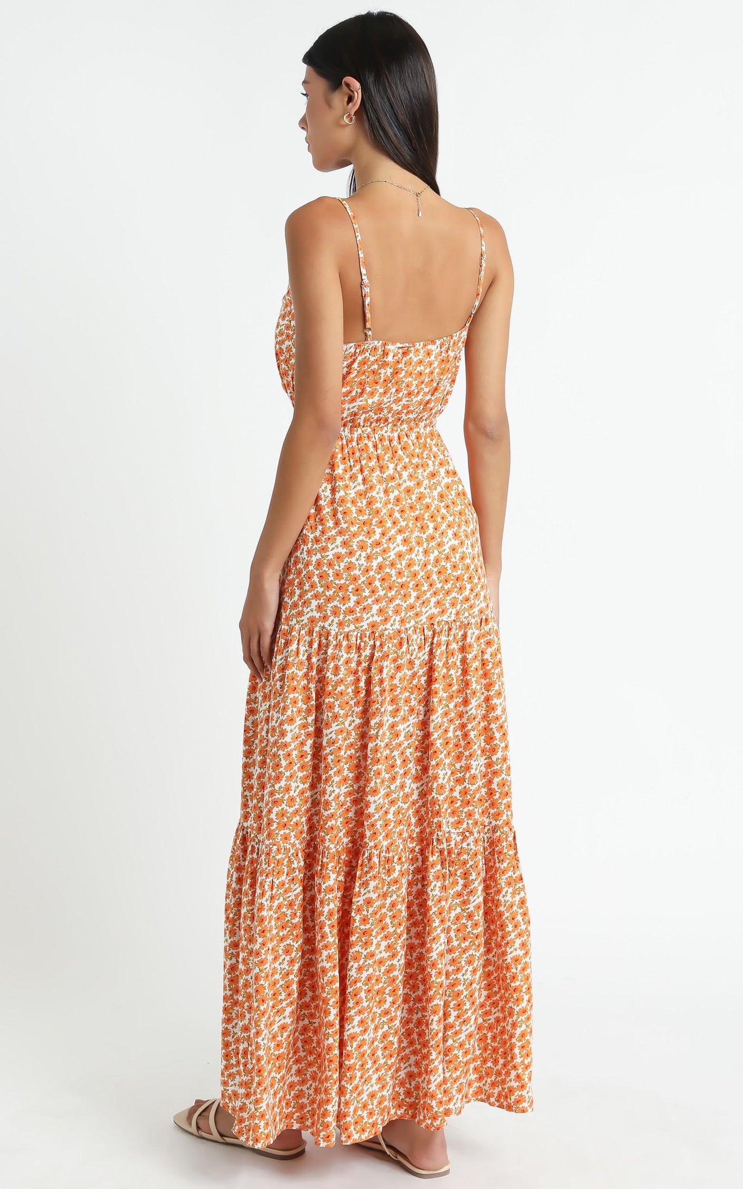 Watch The Sunset Dress In Orange Floral