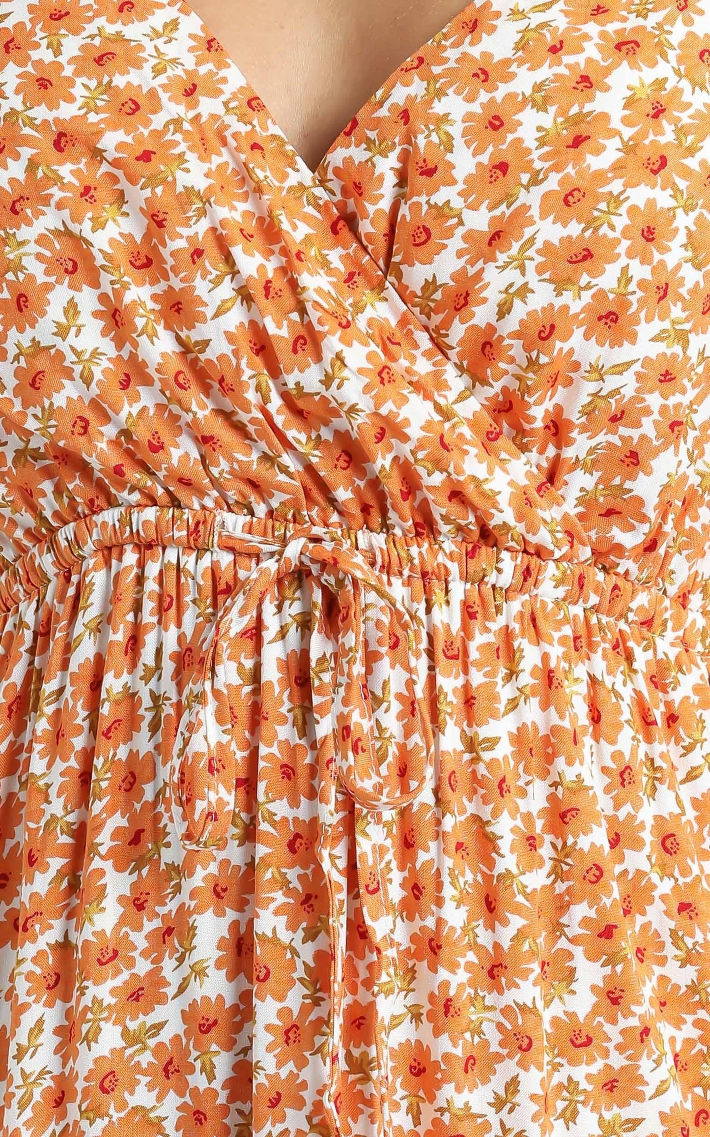 Watch The Sunset Dress In Orange Floral
