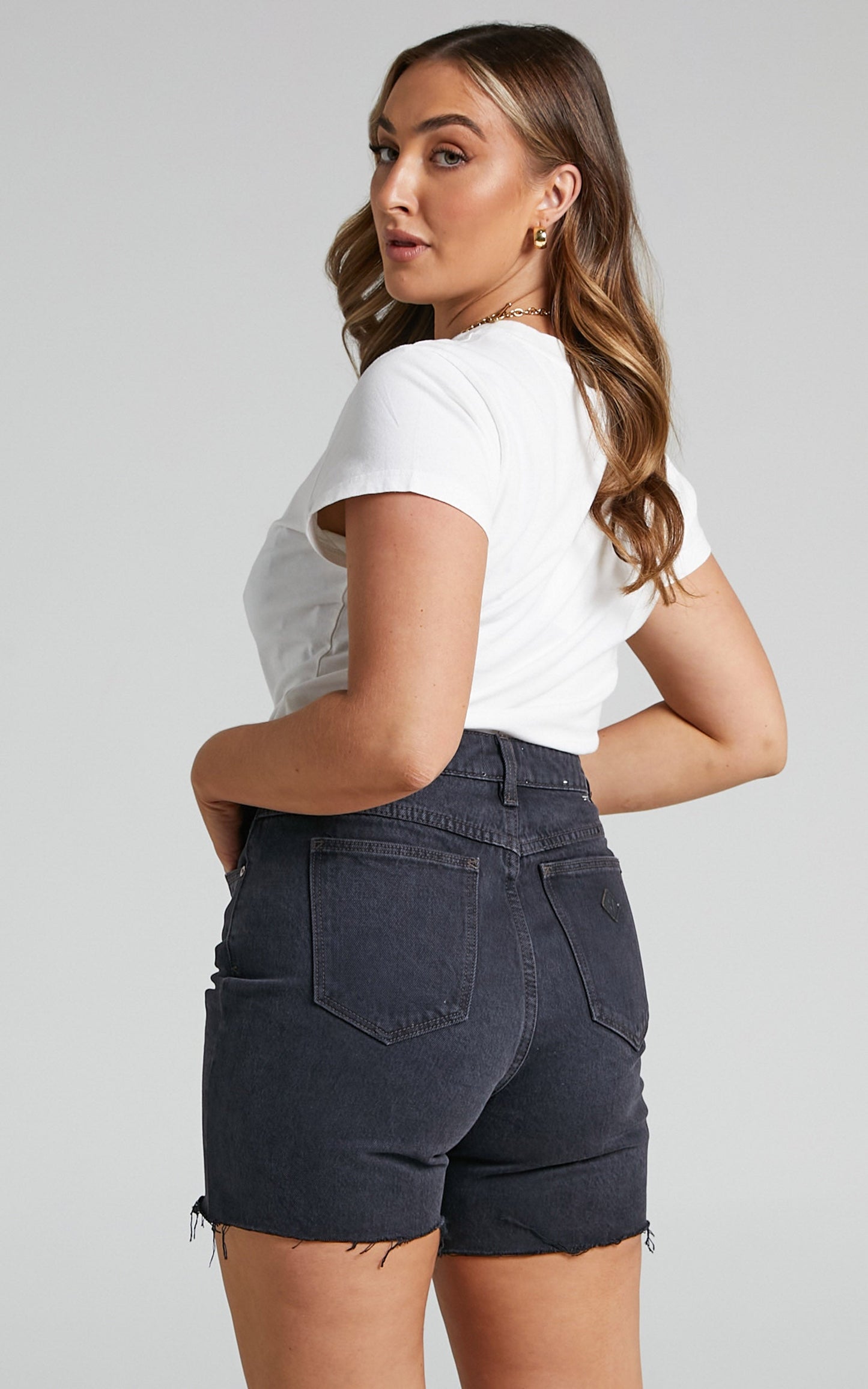 Abrand - A Claudia Cut Off Denim Shorts in Black Box