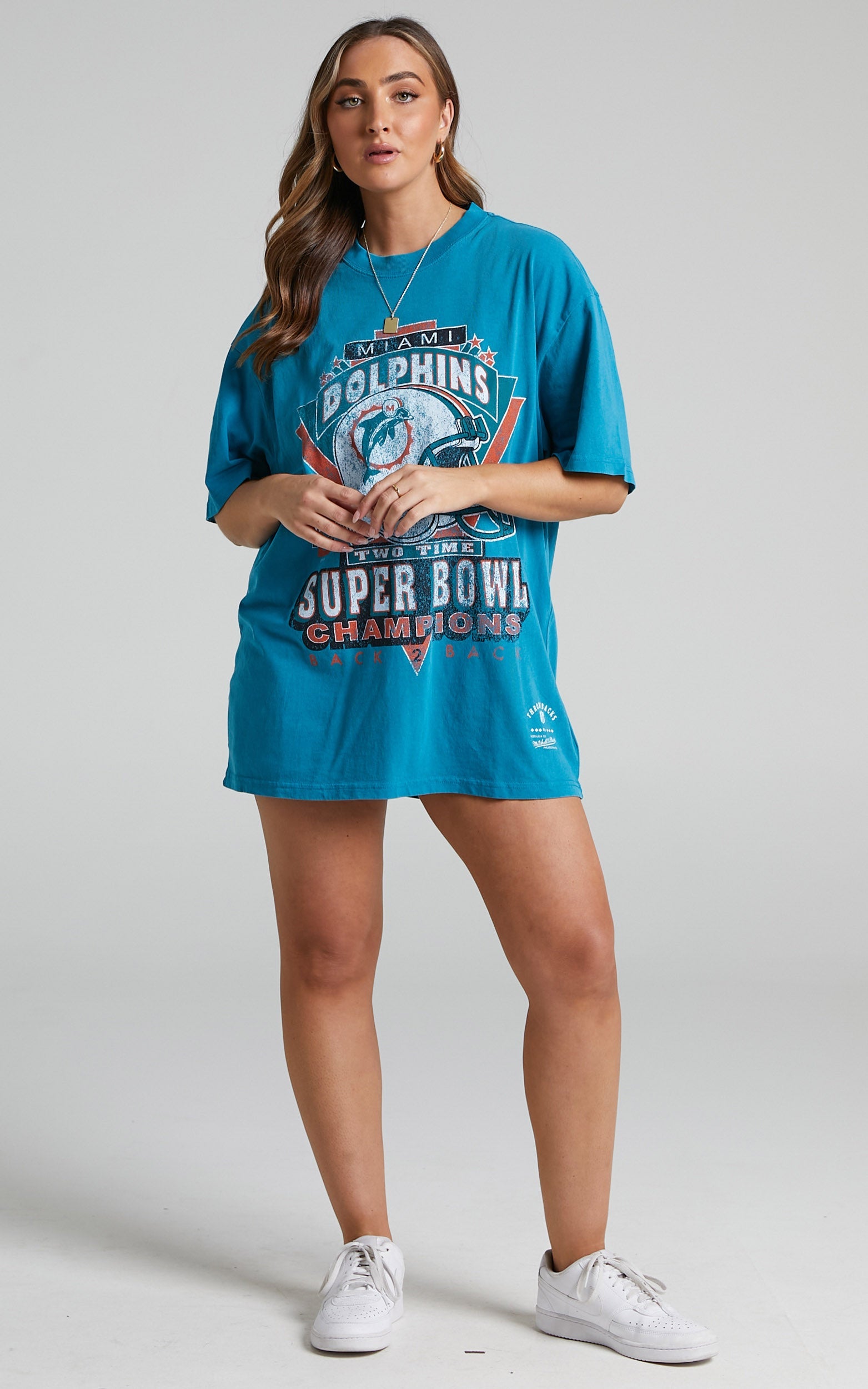 Mitchell & Ness - Miami Dolphins Vintage Super Bowl Tee in Faded Teal
