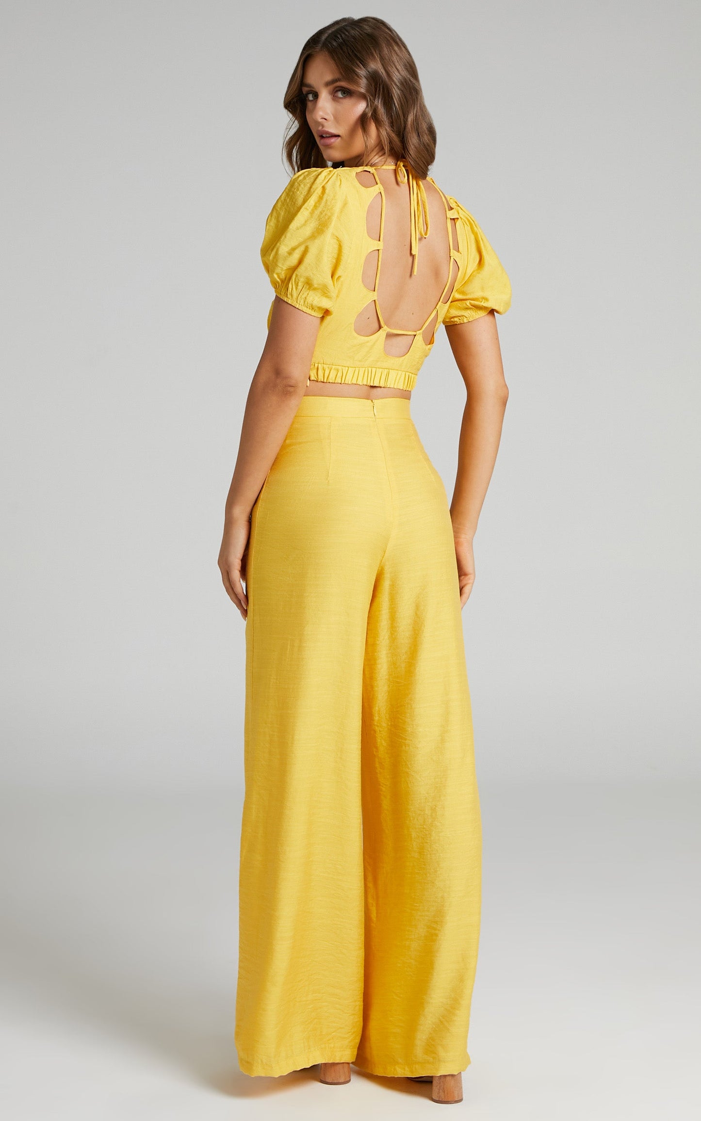 Ariha High Waist Wide Leg Pants in Yellow