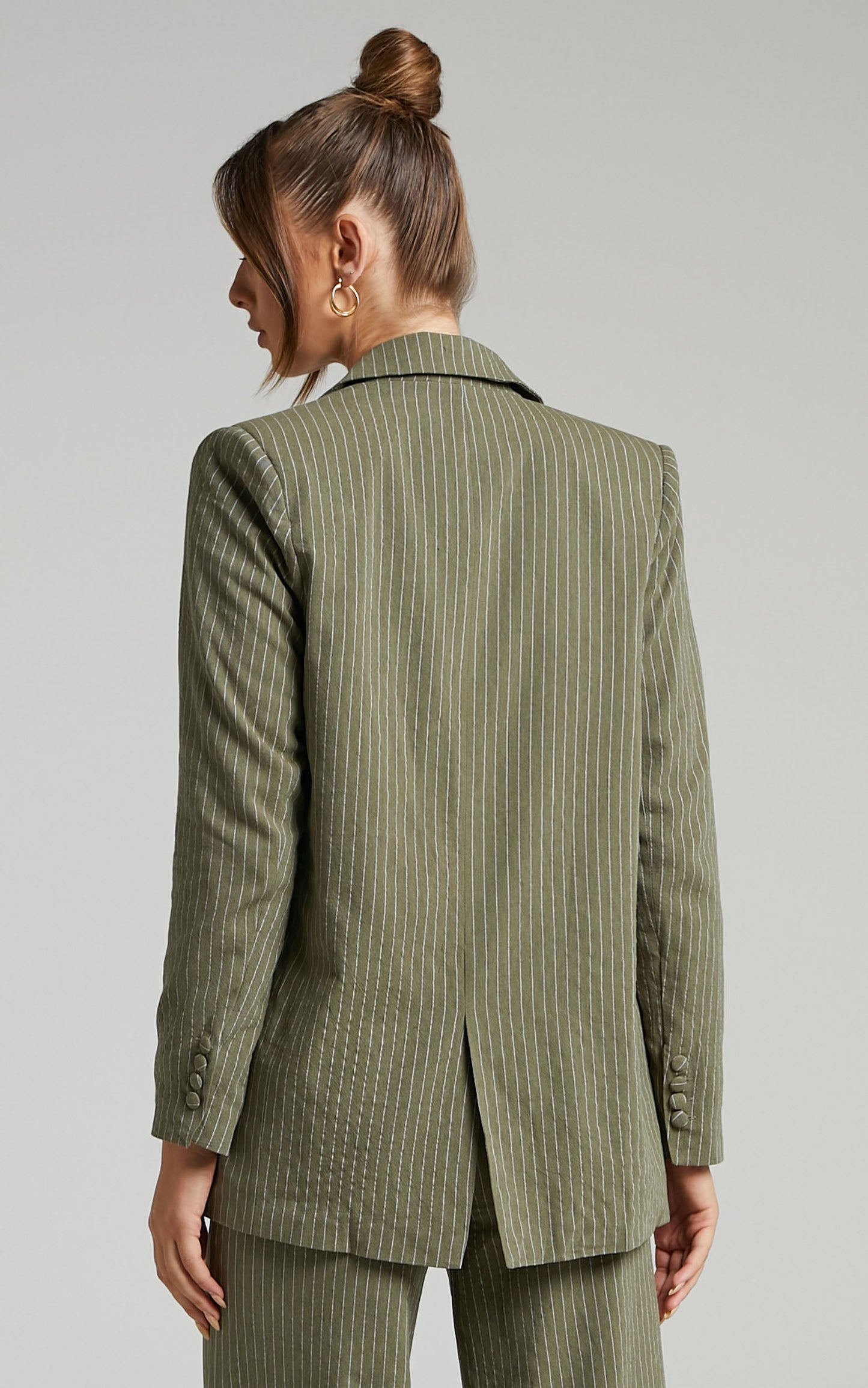 Florencia Pinstripe Blazer in Olive