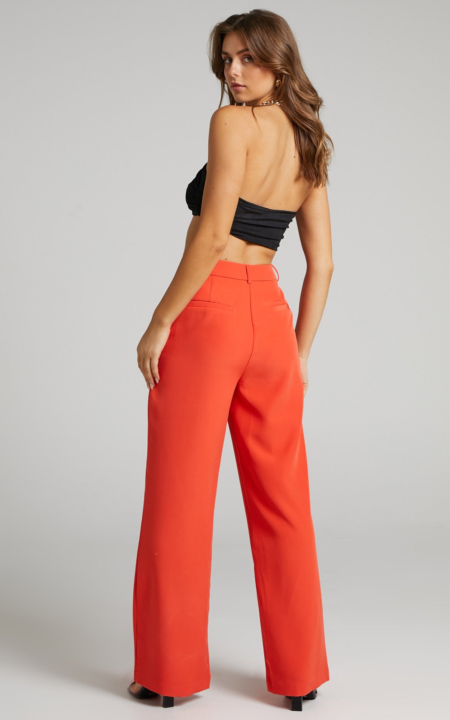 Issy Tailored Wide Leg Pants in Orange