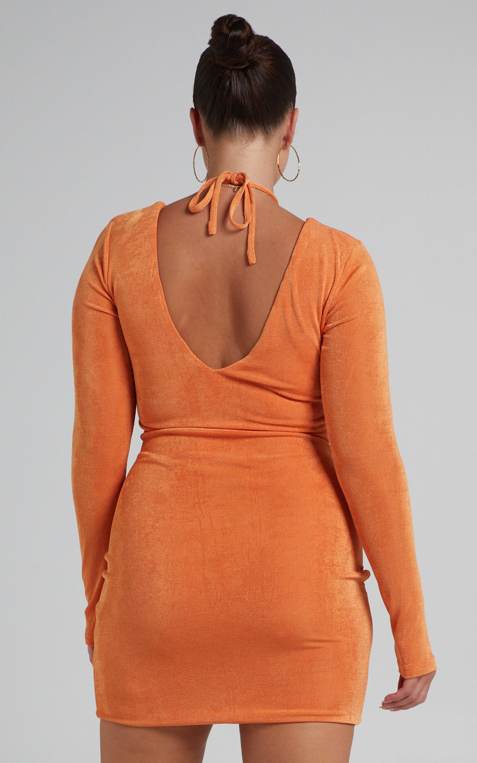 Sidnee Mini Dress - Ruched Front Dress in Orange