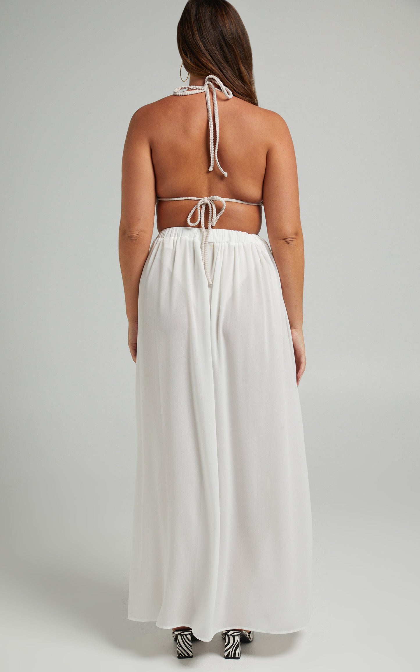 April Maxi Skirt Cover Up with Wooden Ring in Cream