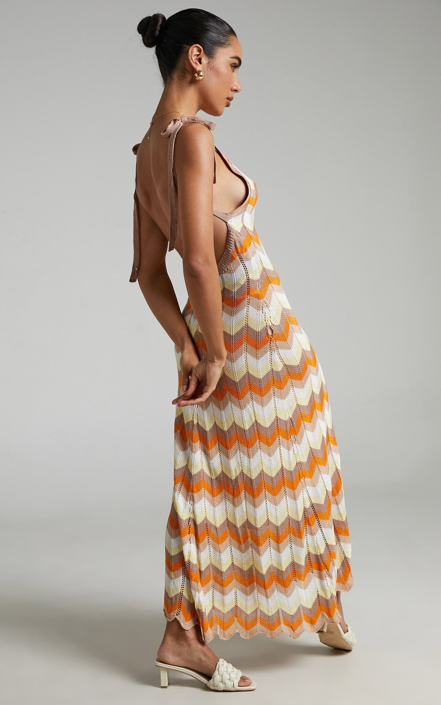 Natchel Crochet Maxi Dress in White Print