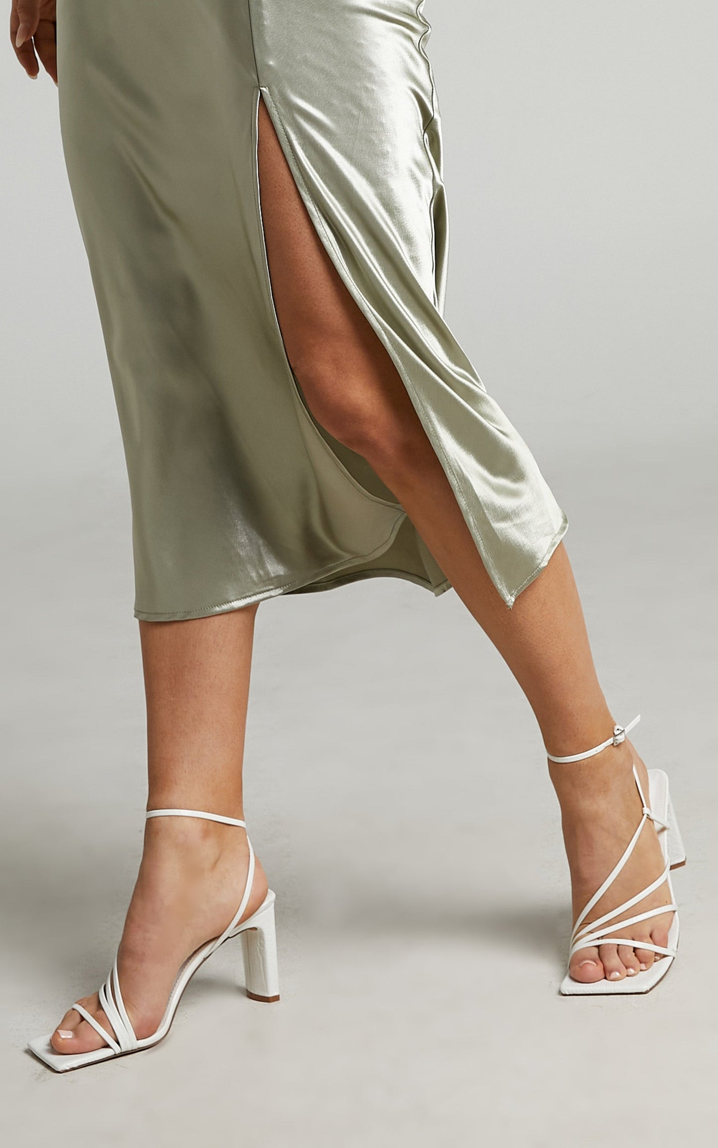 Public Desire - Clemmy Strappy Square Toe Heels in White Croc