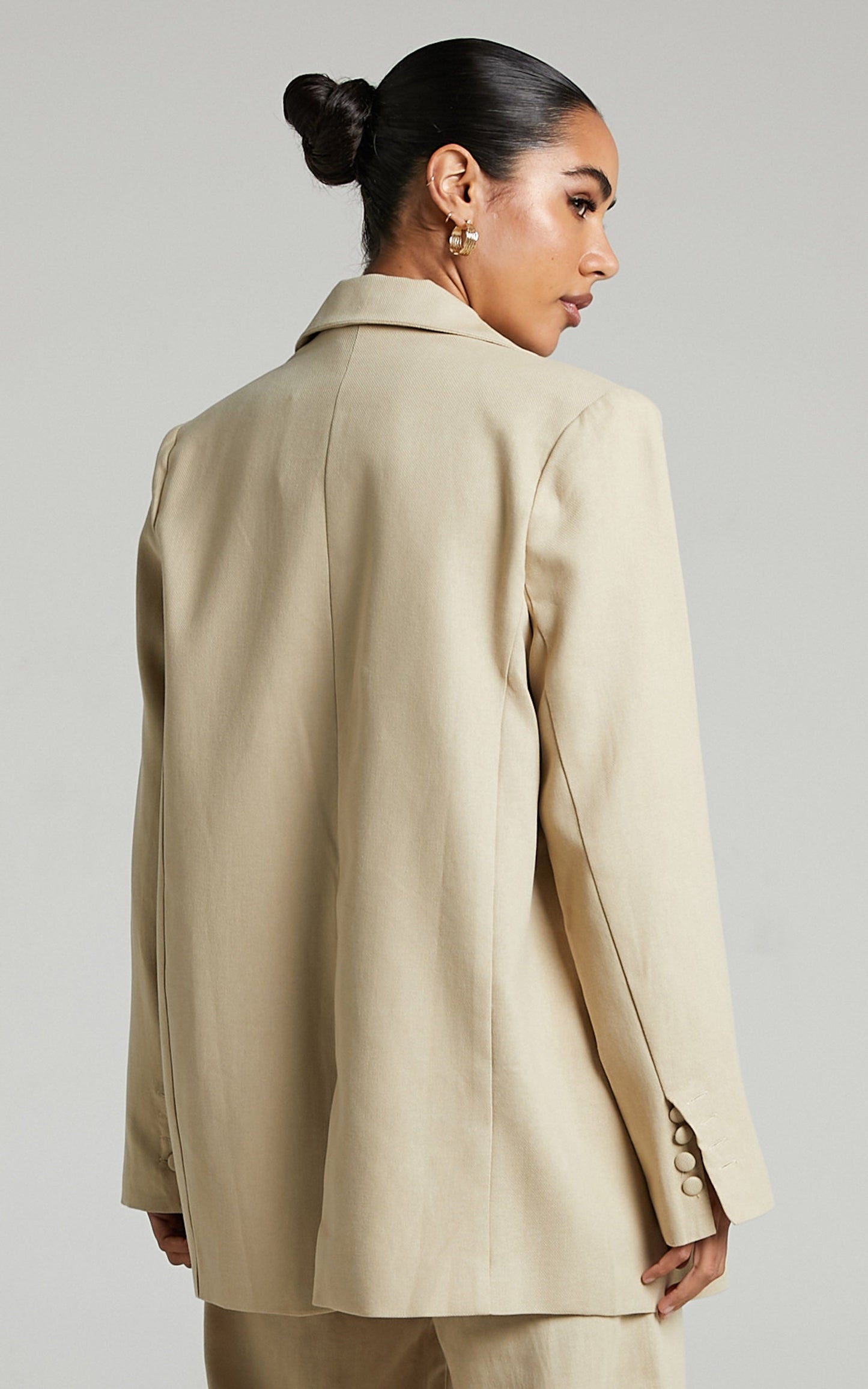 Revy Blazer - Linen Oversized Blazer in Beige Linen Look