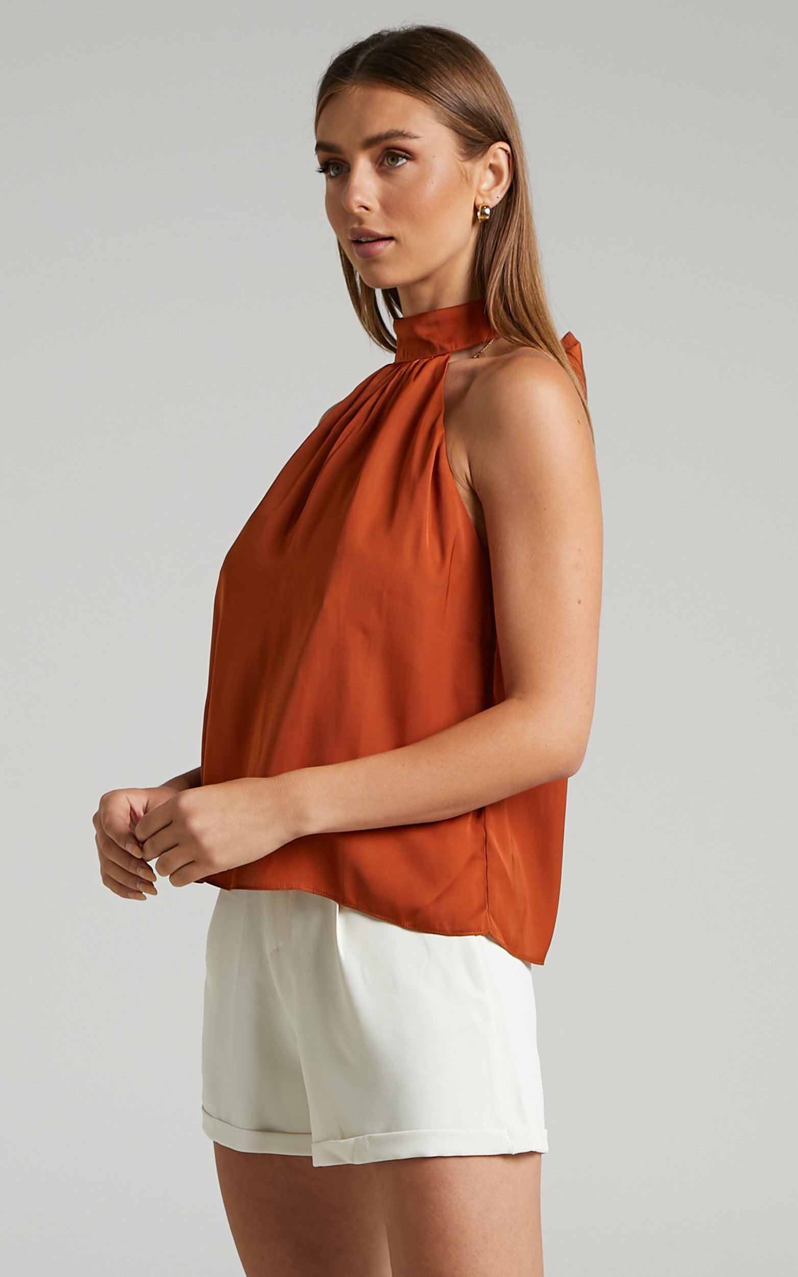 Yamela Halter Neck Top in Rust
