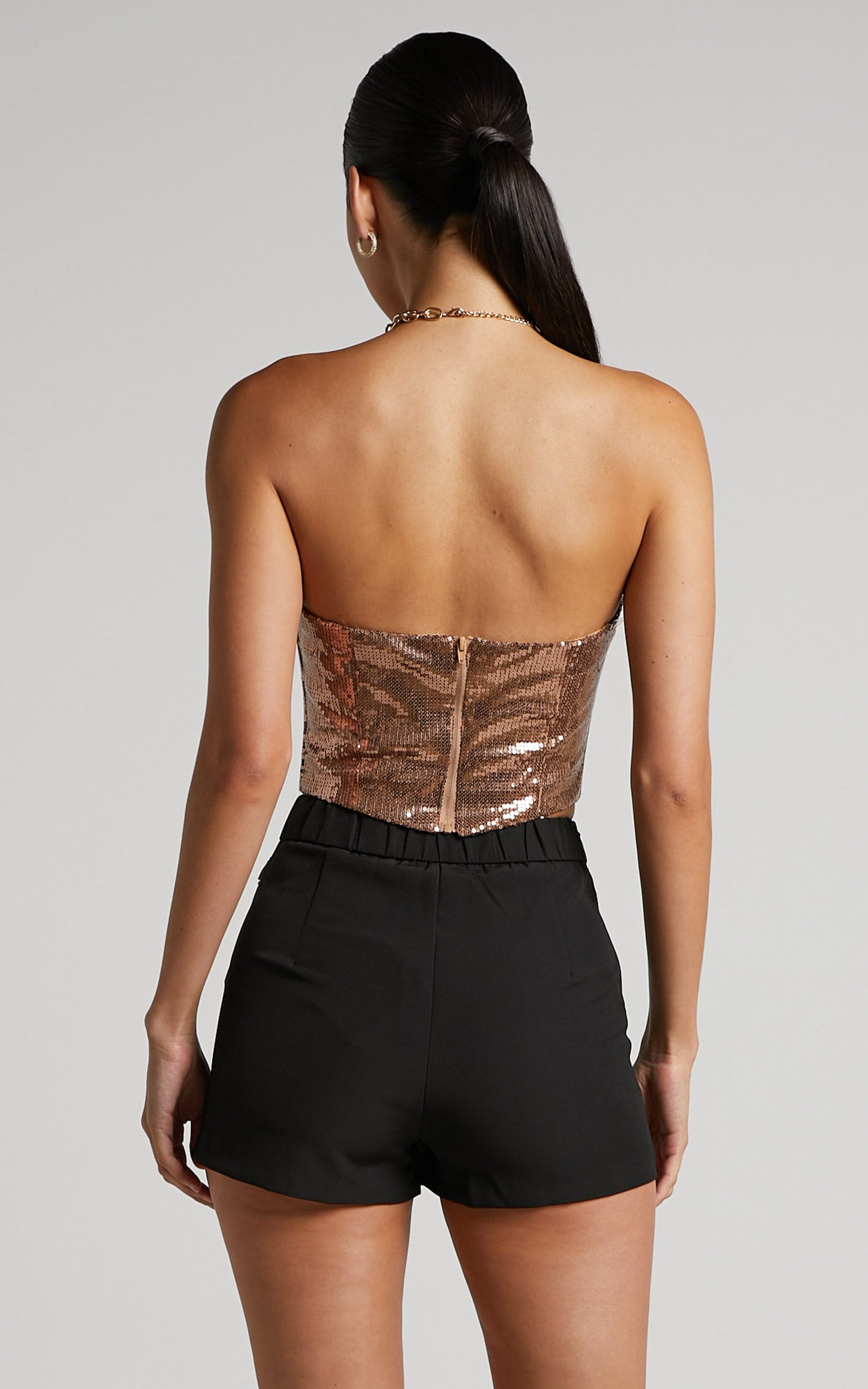 Andriya Skort - Ring Detail Split Mini Skort in Black