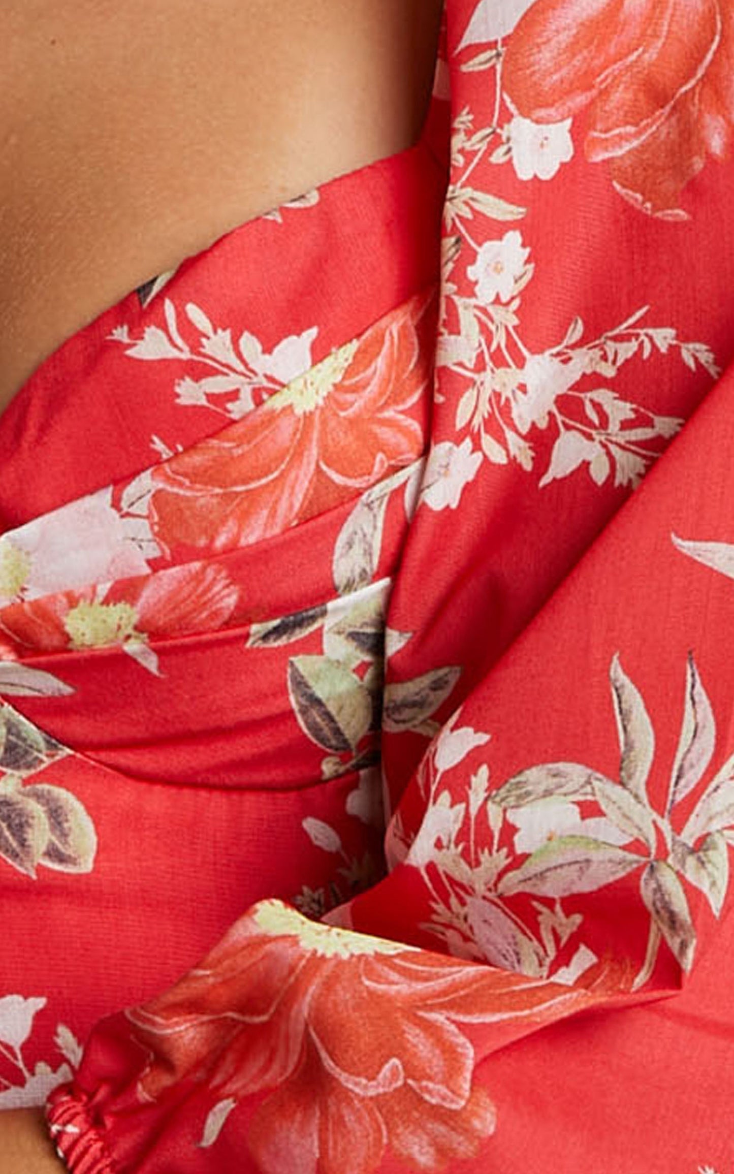 Viveca Top - Pleated Bust Balloon Sleeve Cropped Top in Rosie Floral