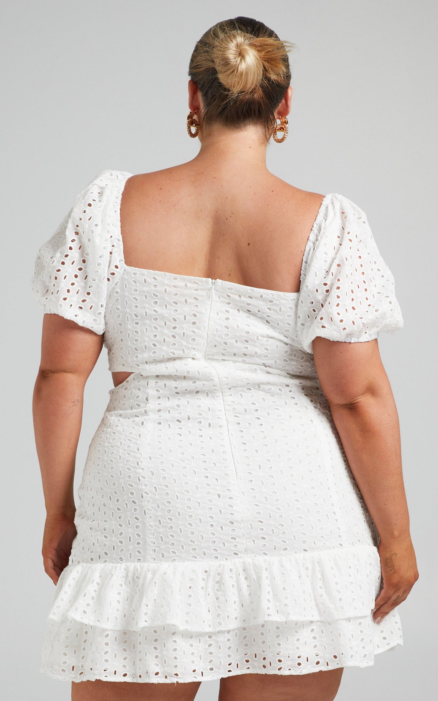 Levieth Mini Embroidery Dress in White