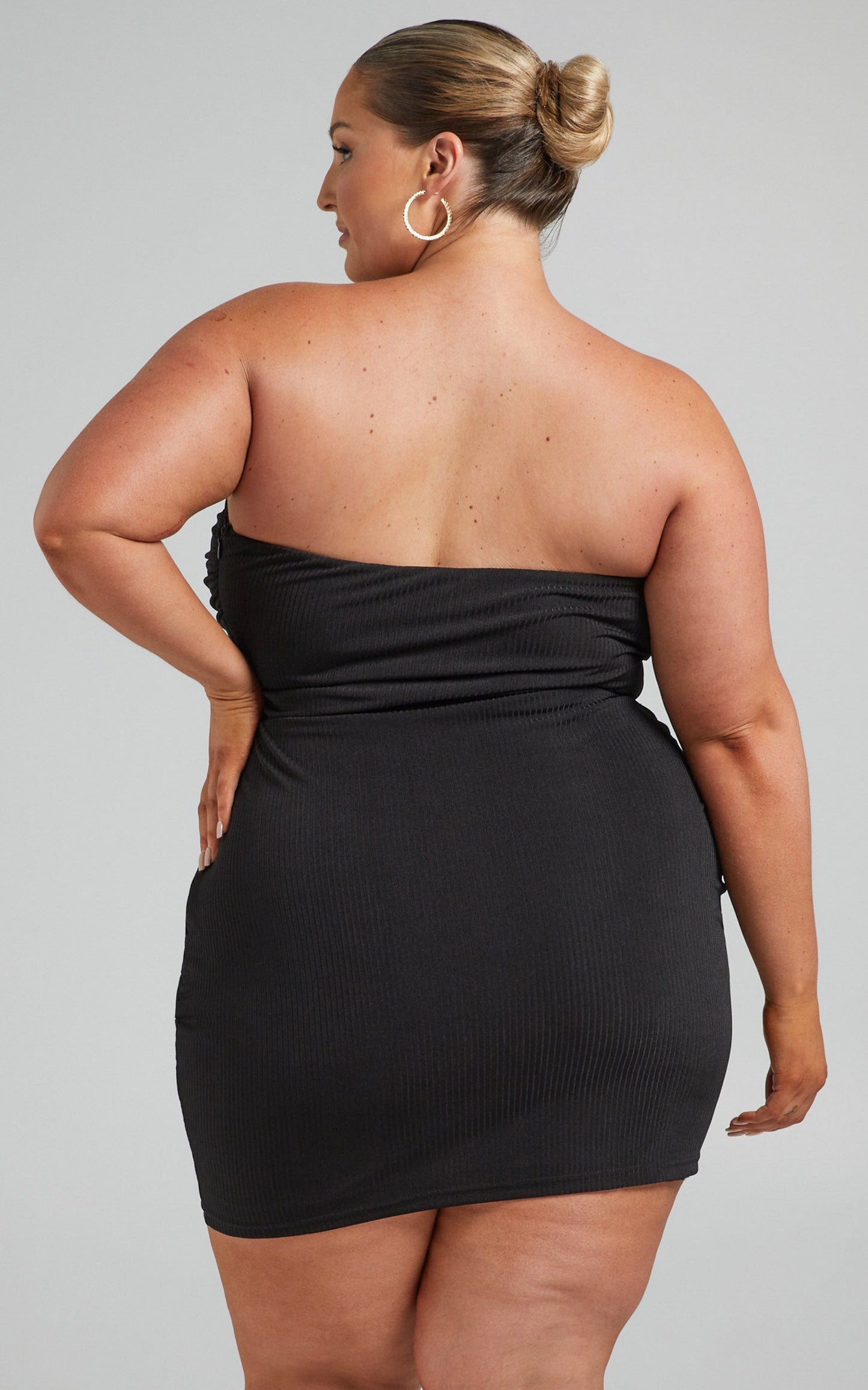 Assyria Mini Dress - Ring Centre Cut Out Strapless Dress in Black