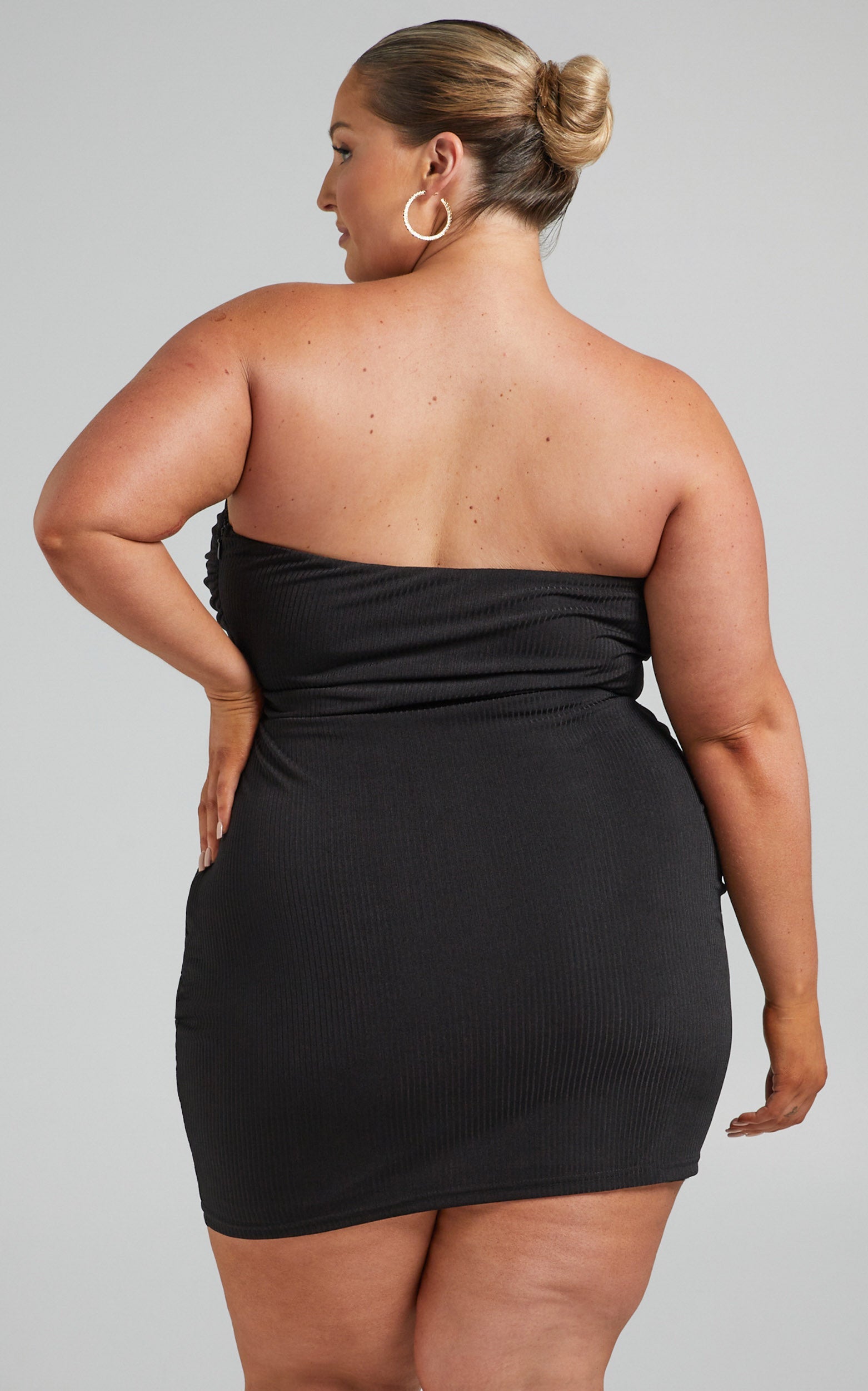 Assyria Mini Dress - Ring Centre Cut Out Strapless Dress in Black