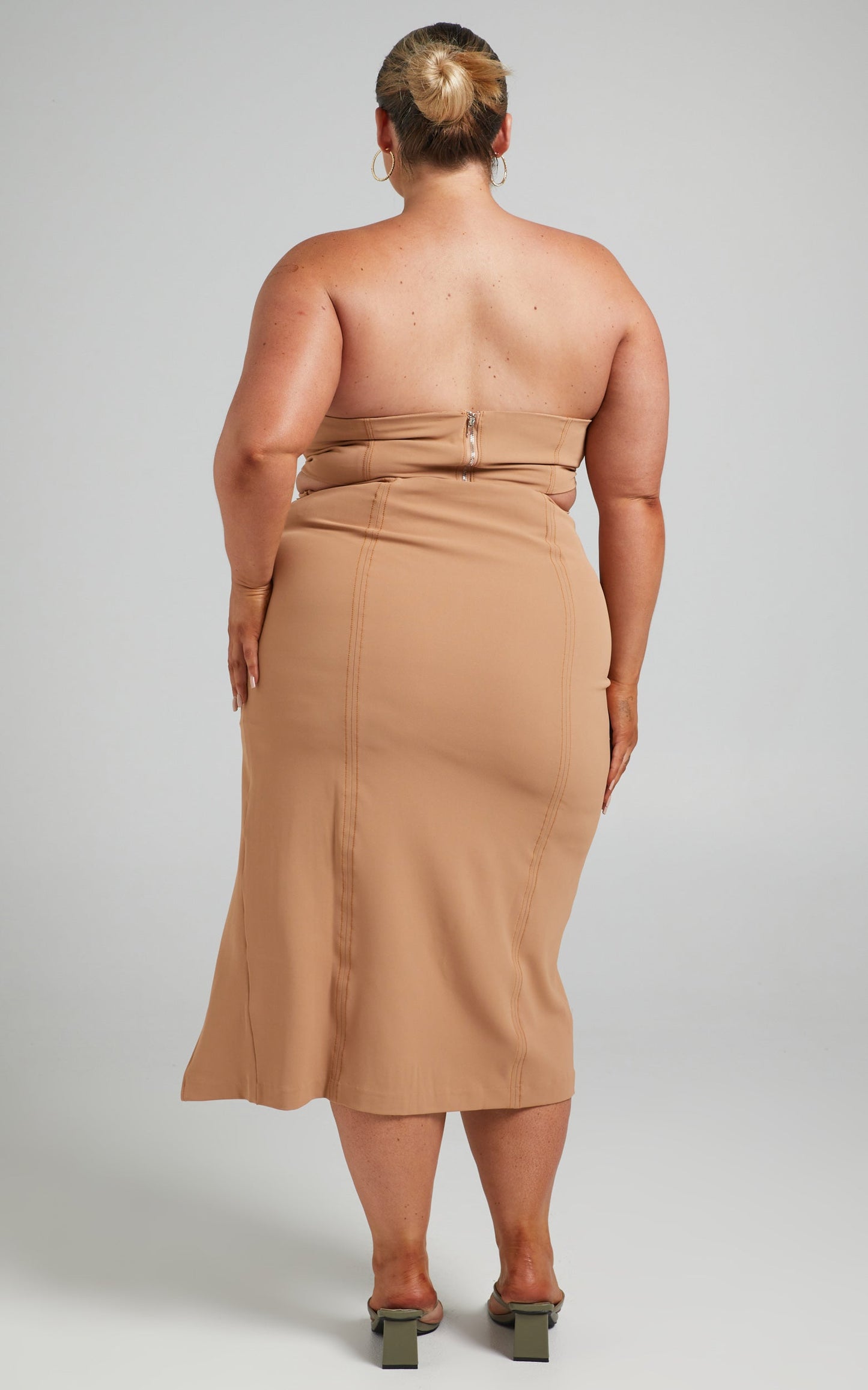 Laramie Contrast Stitch Detail Two Piece Set in Beige