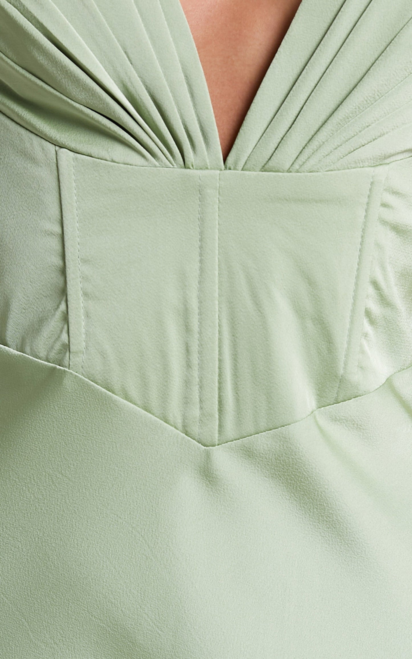 Agnus Halter Neck Tie Up Back Maxi Dress in Sage Satin