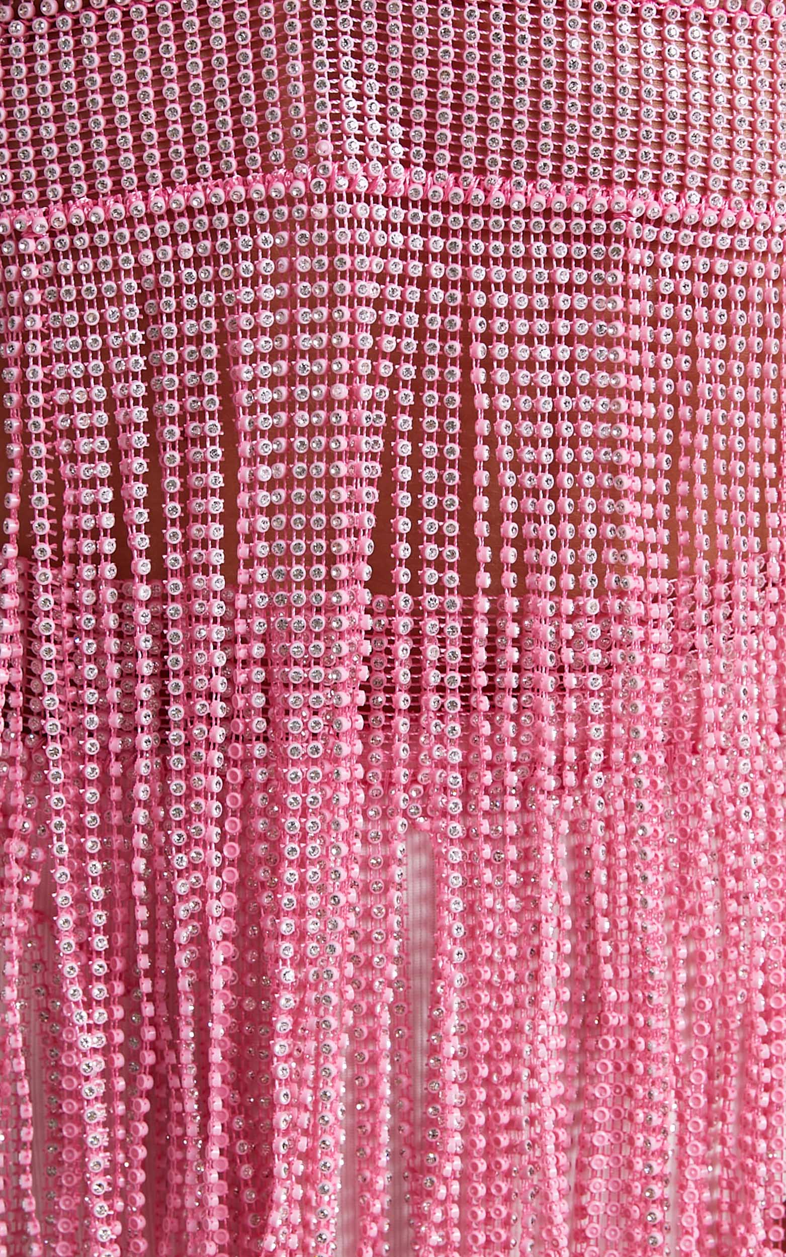 Jeurgie Plunge Fringe Sequin Halter Top in Hot Pink