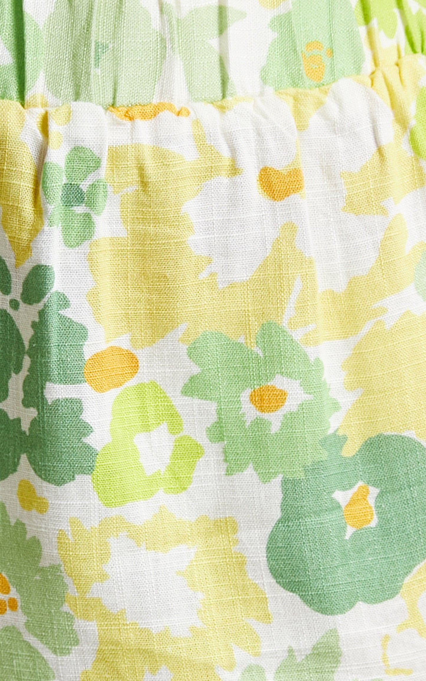 Nikoletta Three Piece Set - Linen Collared Shirt Bralette and Mini Skirt in Pine Lime Print