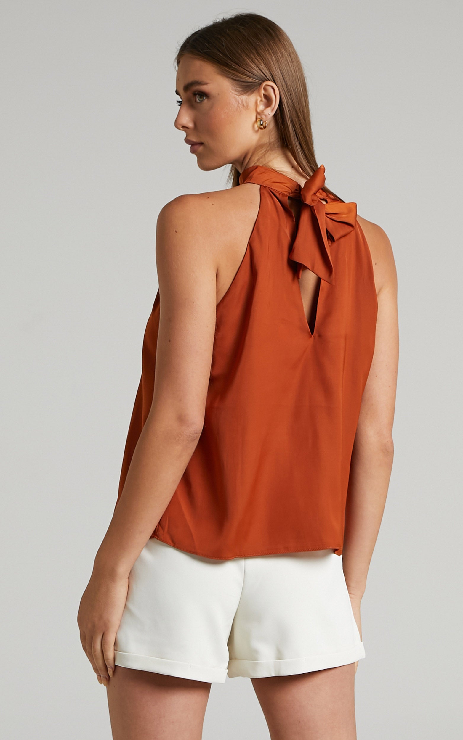 Yamela Halter Neck Top in Rust