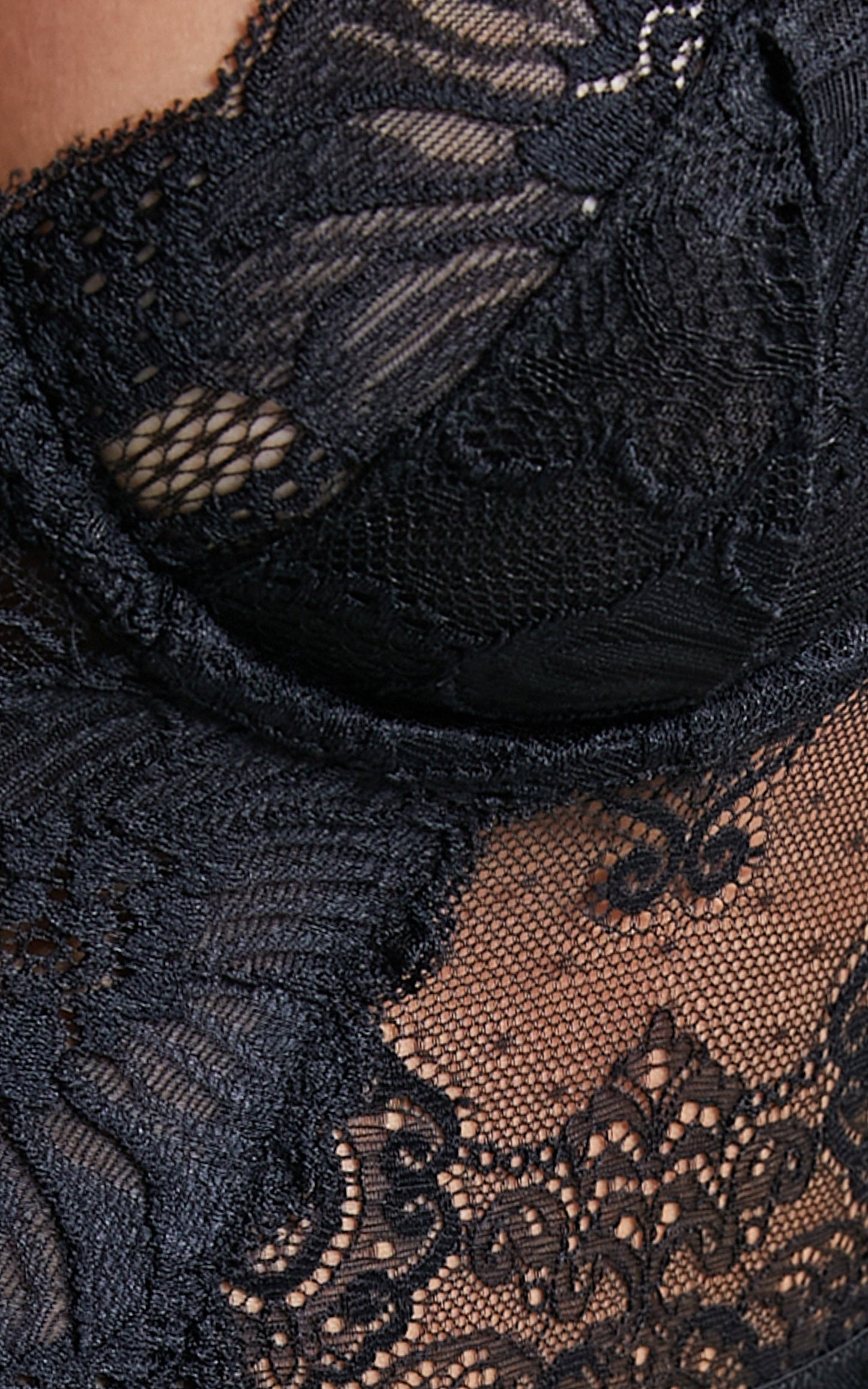 Tharamay Strappy Open Back Lace Bodysuit in Black