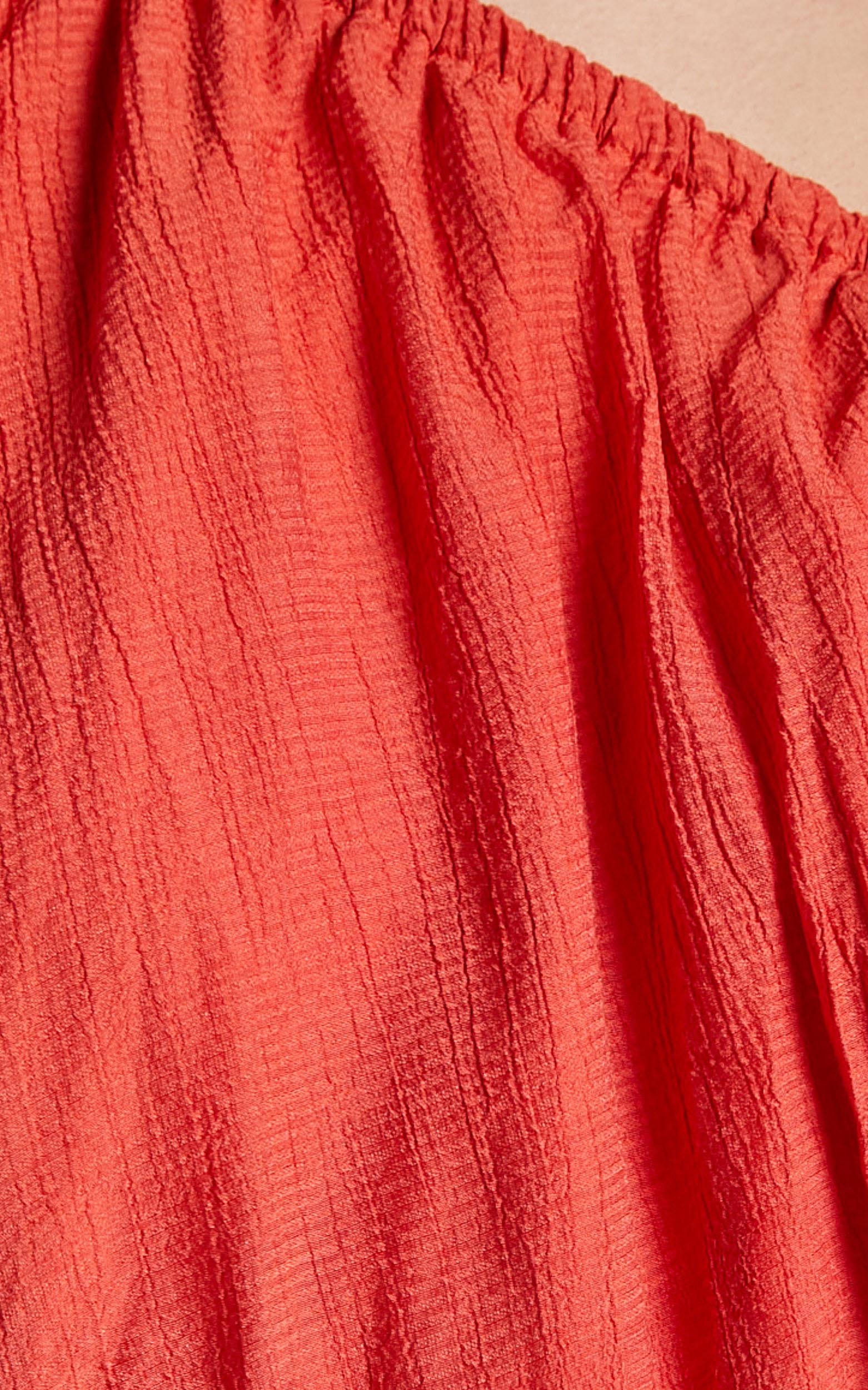 Cecilla One Shoulder Gathered Bodice Dress in Oxy Fire