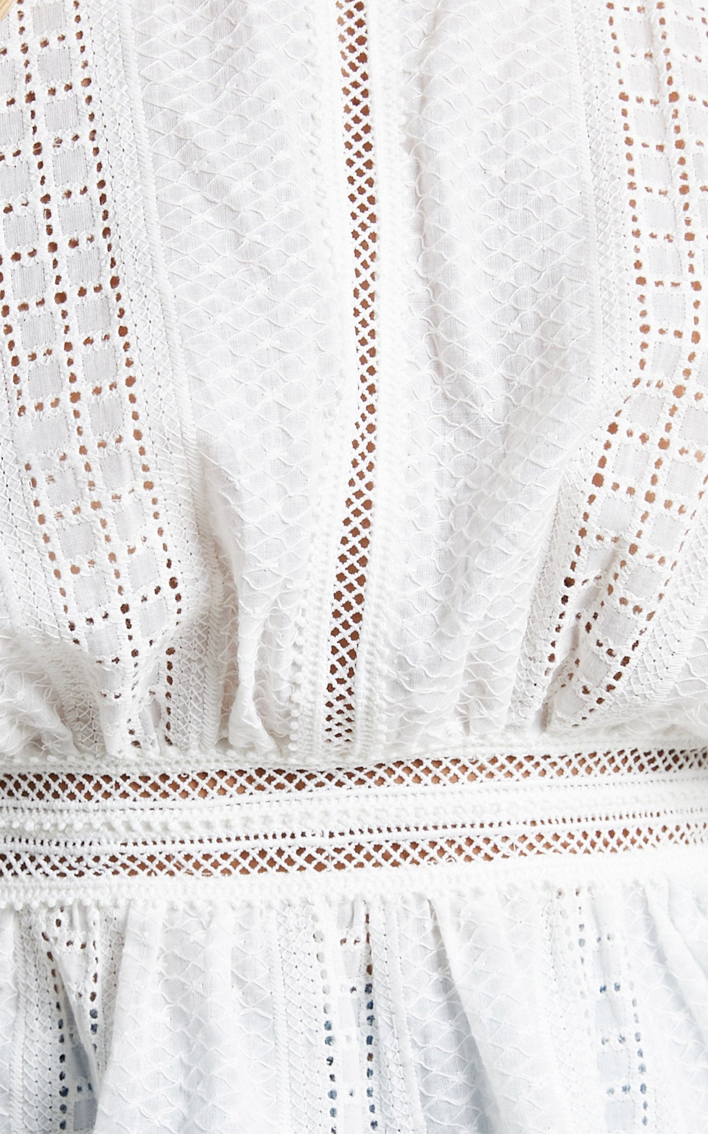 Court High Neck Long Sleeve Top in White Broderie