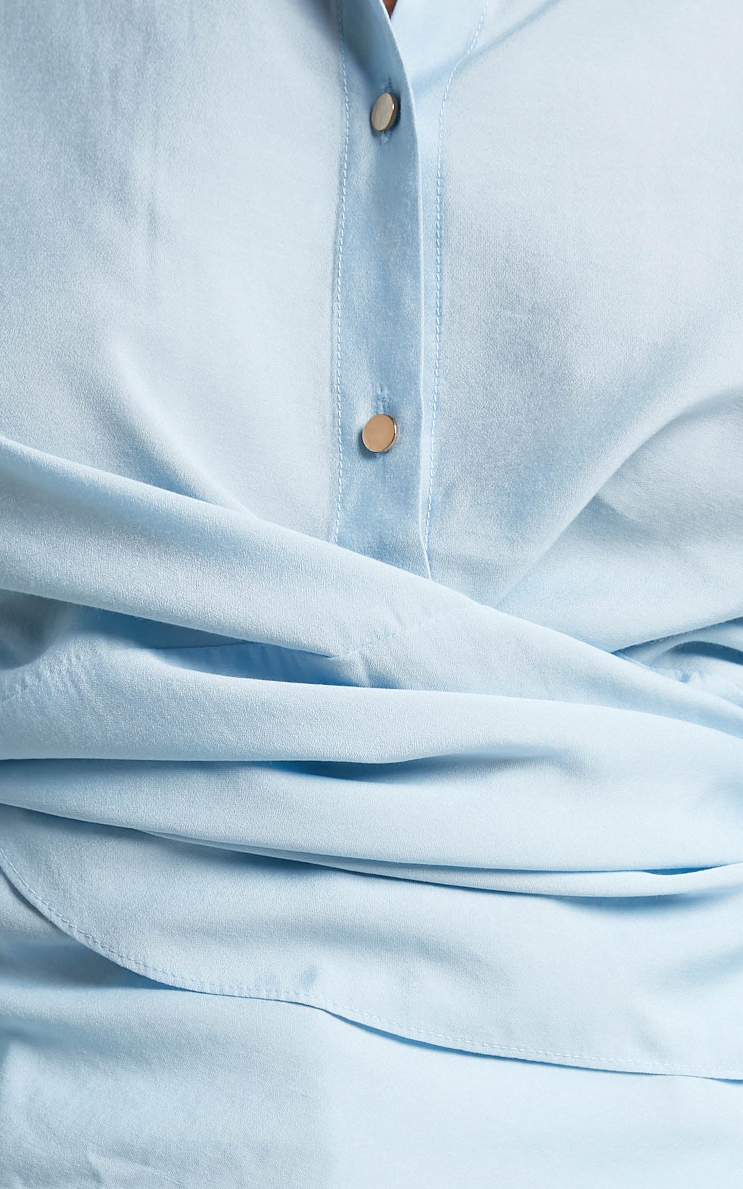 Ehrna Shirt - Twist Front Collared Long Sleeve Shirt in Ice Blue