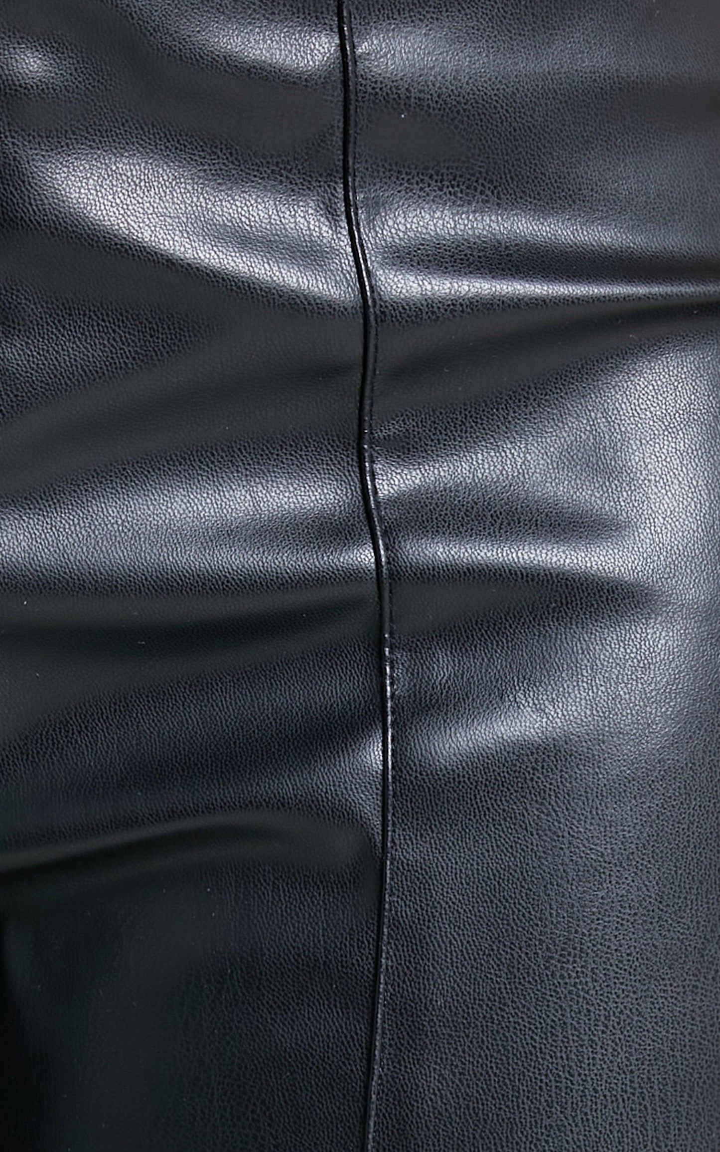 Evanthe Trousers - High Waisted Front Split Faux Leather Trousers in Black