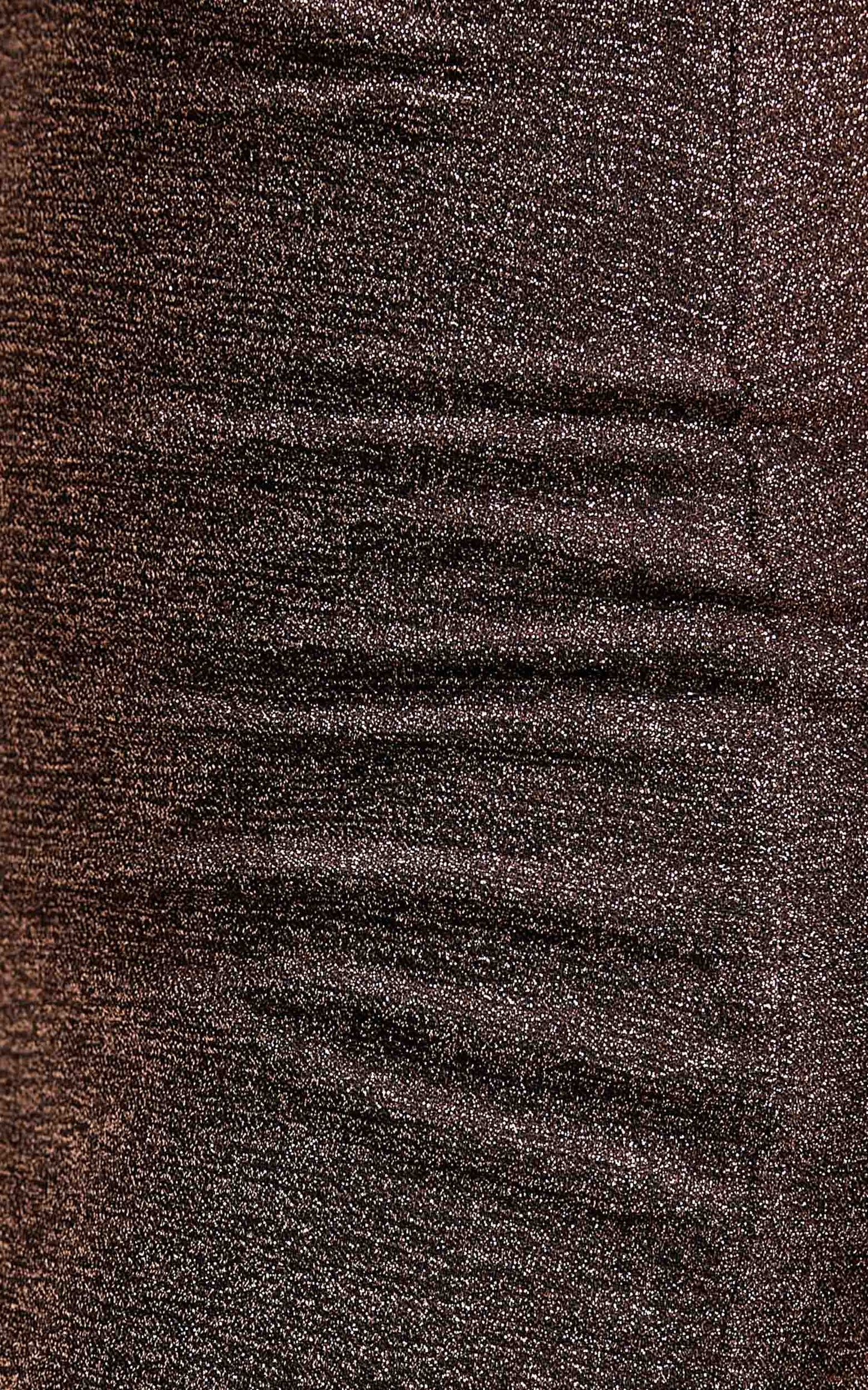 Everdeen Midi Dress - Plunge Neck Bodycon Dress in Chocolate Lurex