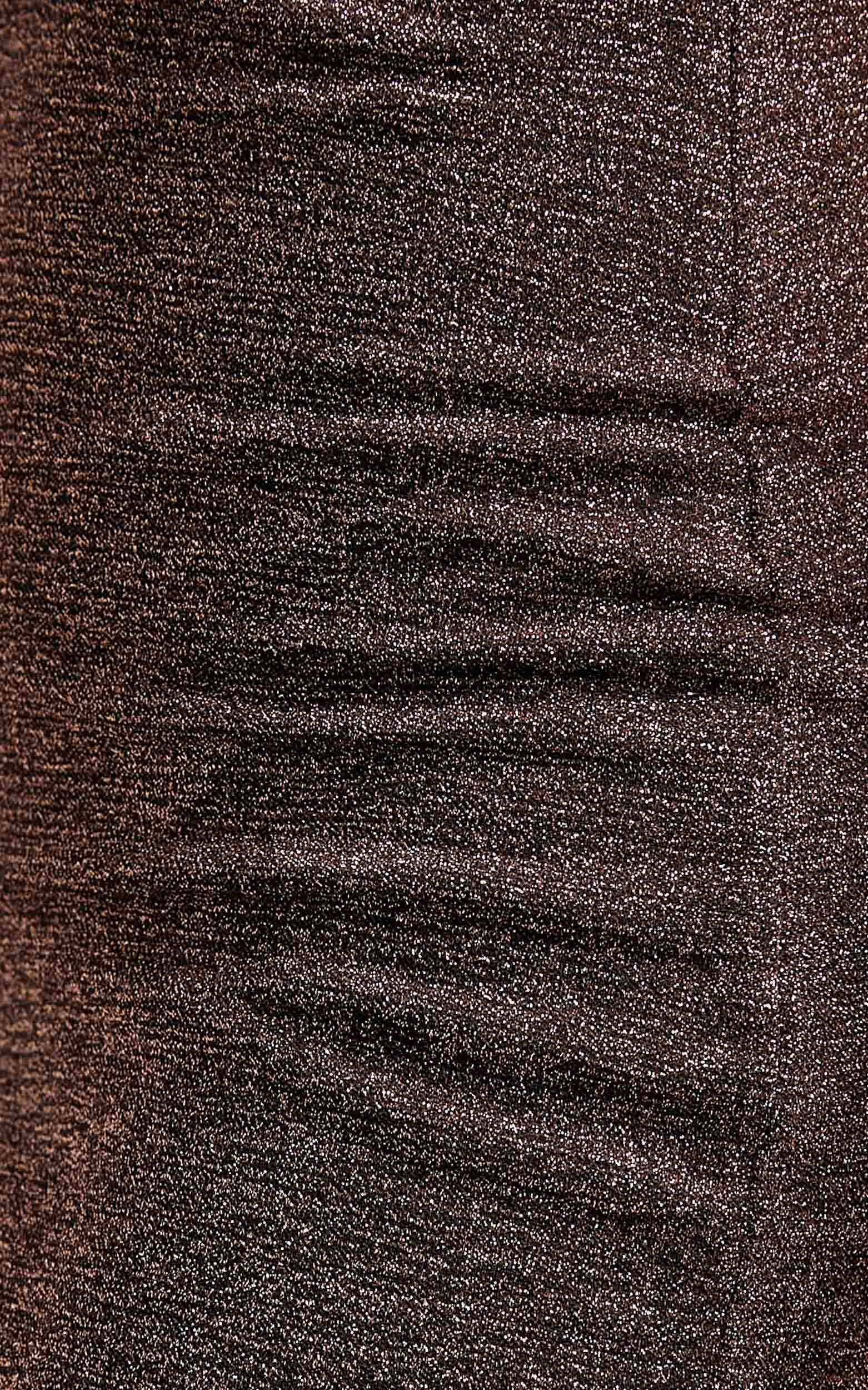 Everdeen Midi Dress - Plunge Neck Bodycon Dress in Chocolate Lurex