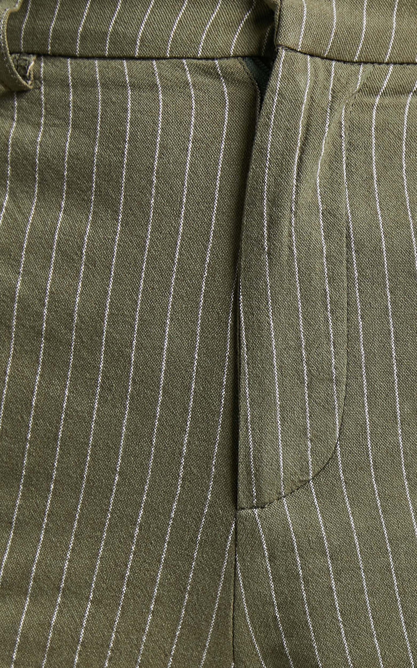Florencia Pinstripe Wide Leg Pants in Olive
