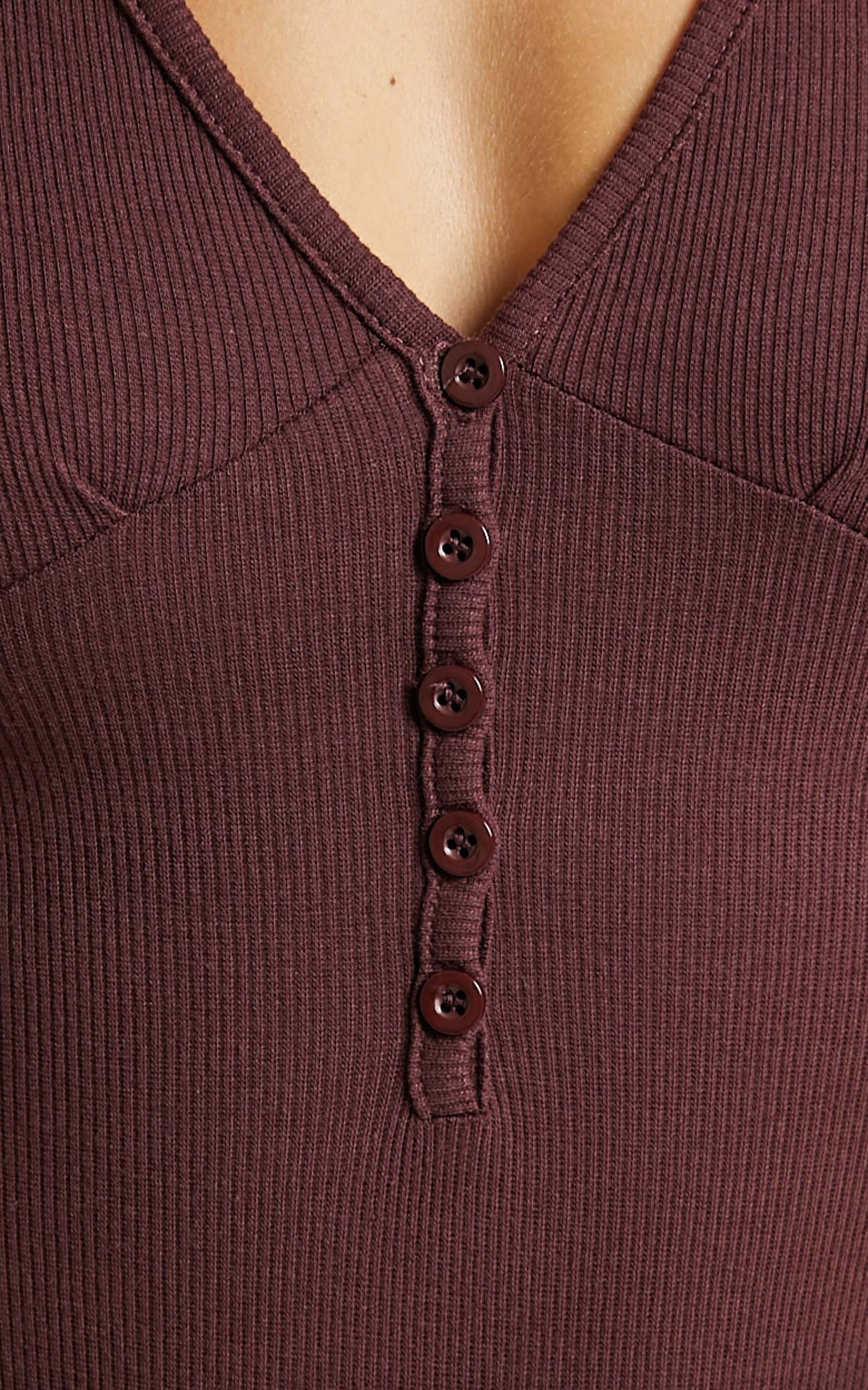 Girl Next Door Short Sleeve Bodysuit in Rootbeer