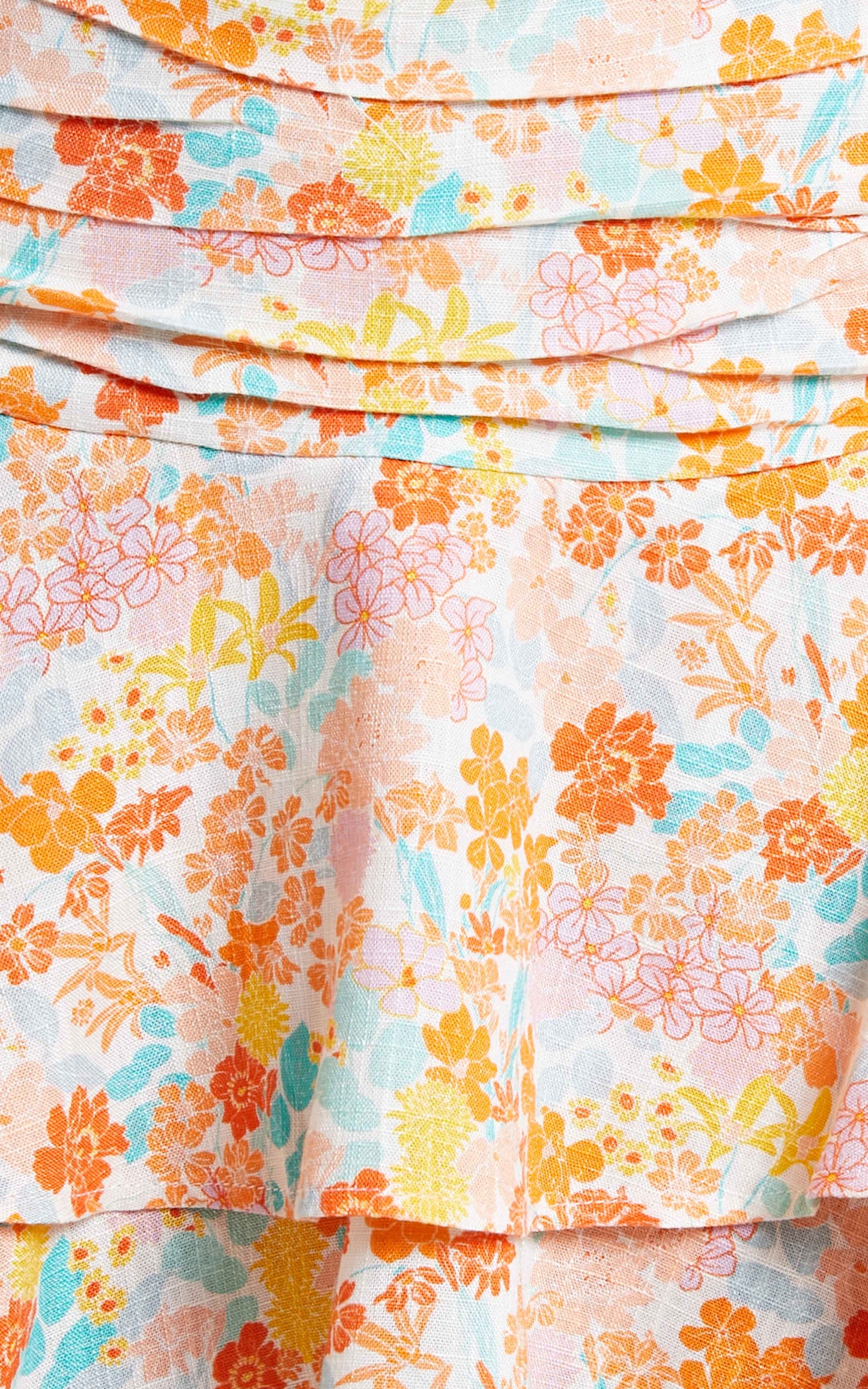 Glotalyn Two Piece Set - Linen Flutter Sleeve Crop Top And Skirt in Tequila Sunrise