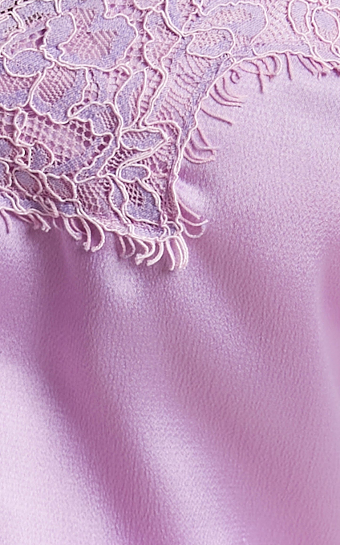 Jennifer Lace Trim Cami in Lilac Satin