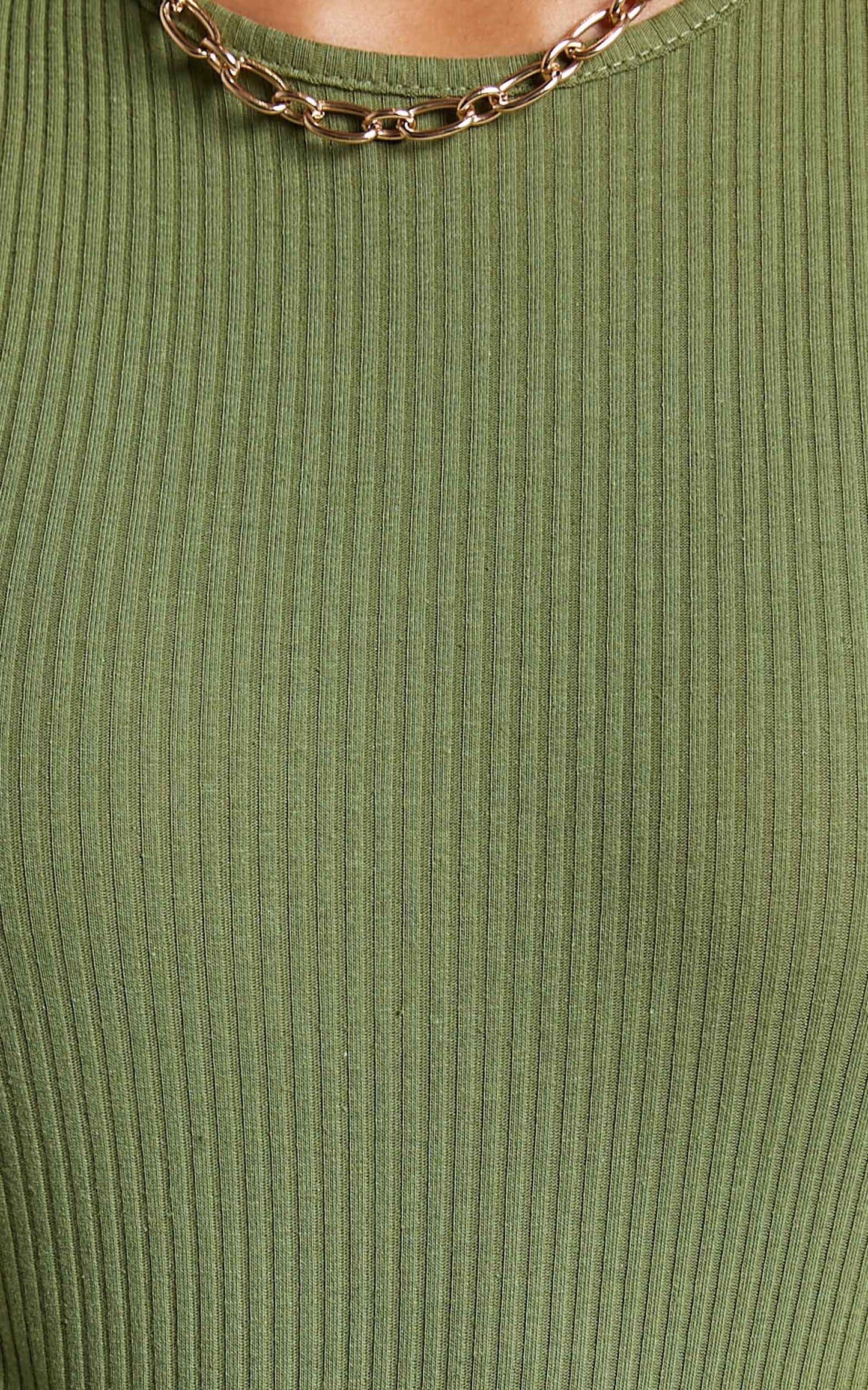 Julia Bodysuit - High Neck Ribbed Bodysuit in Khaki