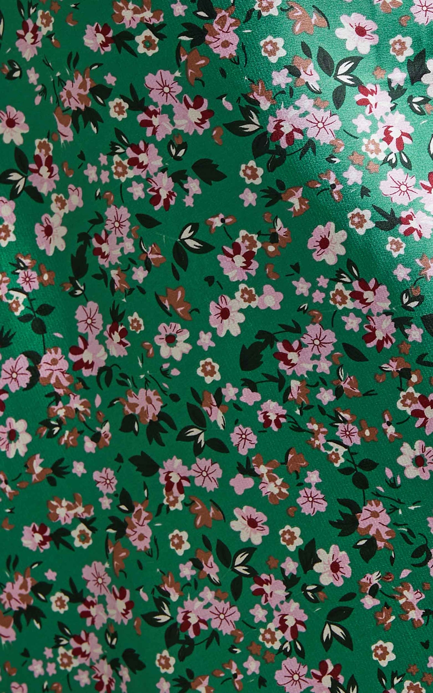 Kingsley Midi Length Dress with Split in Green Floral