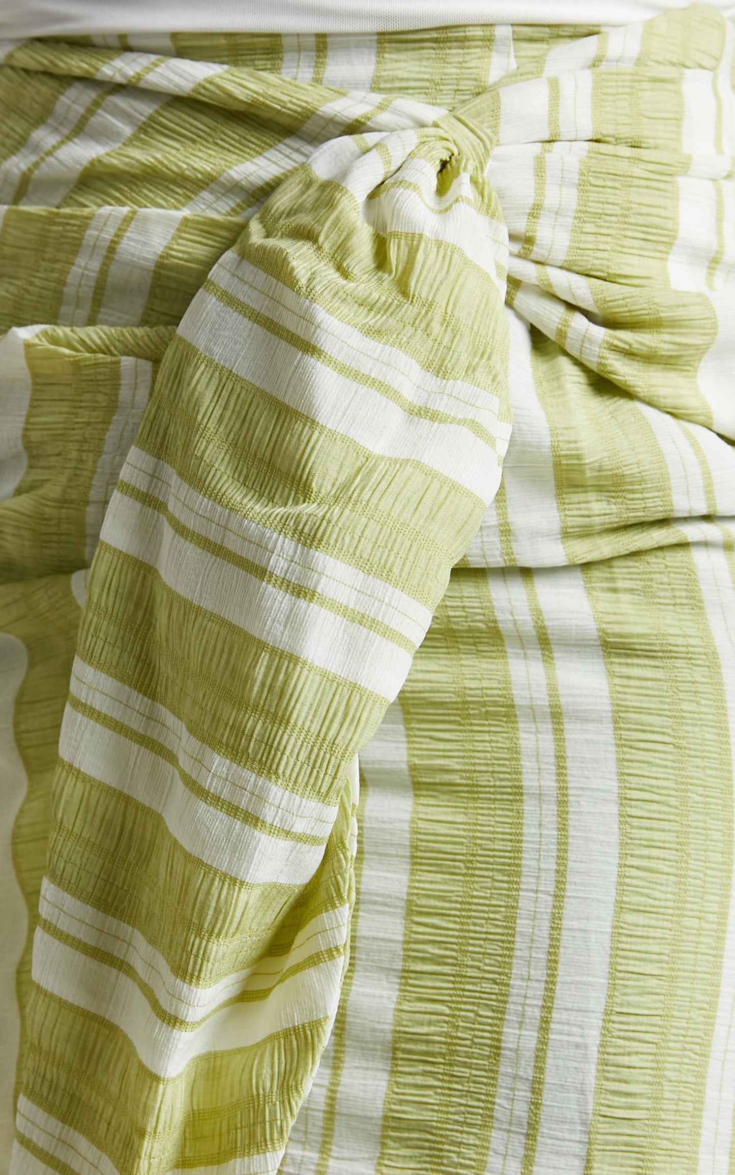 Madison Mini Skirt - Front Tie Skirt in Green Stripe