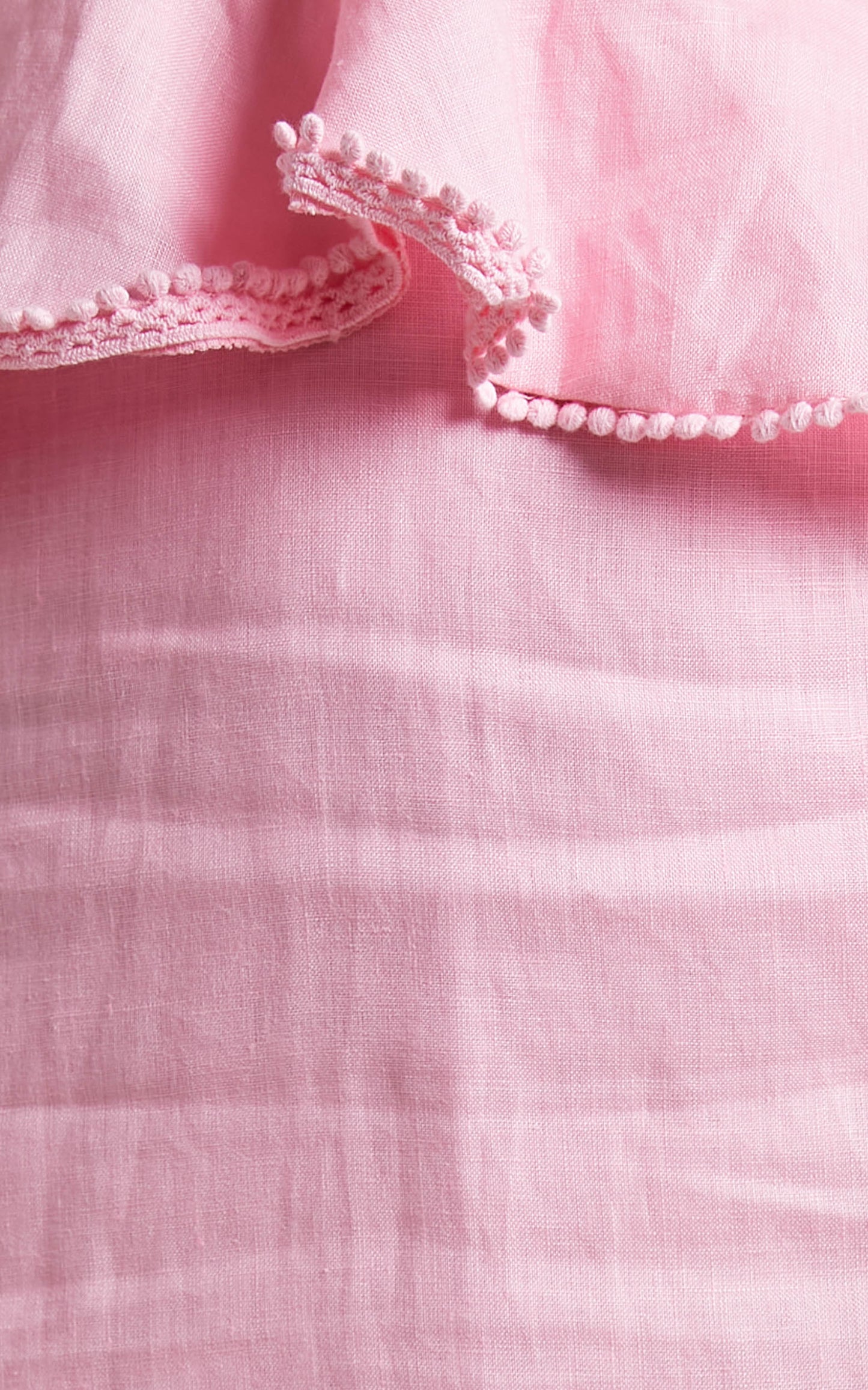 Marthell Midi Dress - Linen Cut Out Asymmetric Shoulder Frill Dress in Light Pink