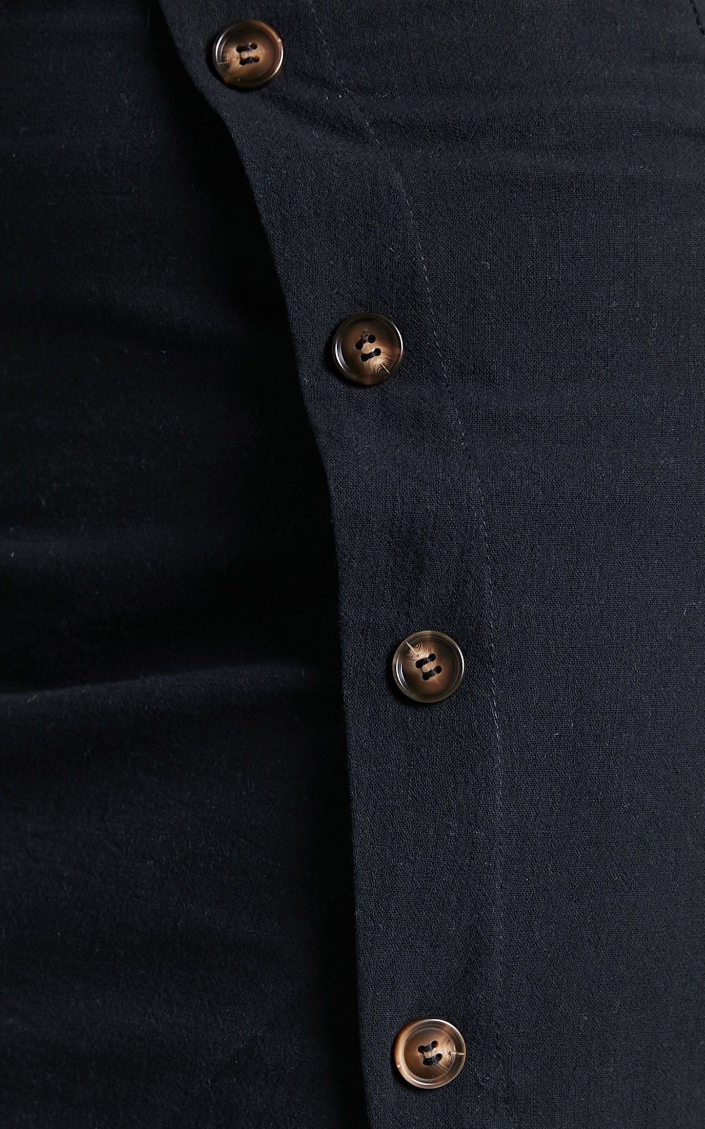 Melinda Button Detail Wrap Style Mini Linen Blend Skirt in Black