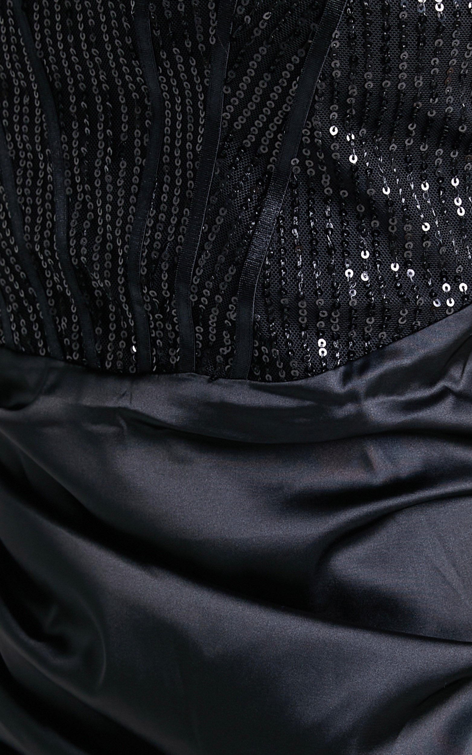 Mezmerise Off Shoulder Sequin Corset Mini Dress in Black